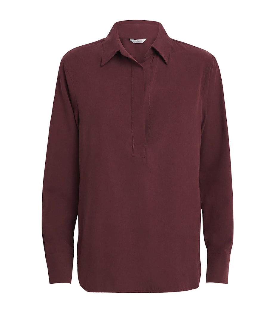 Silk Canvas Polo-Collar Shirt CHERRY Image 1