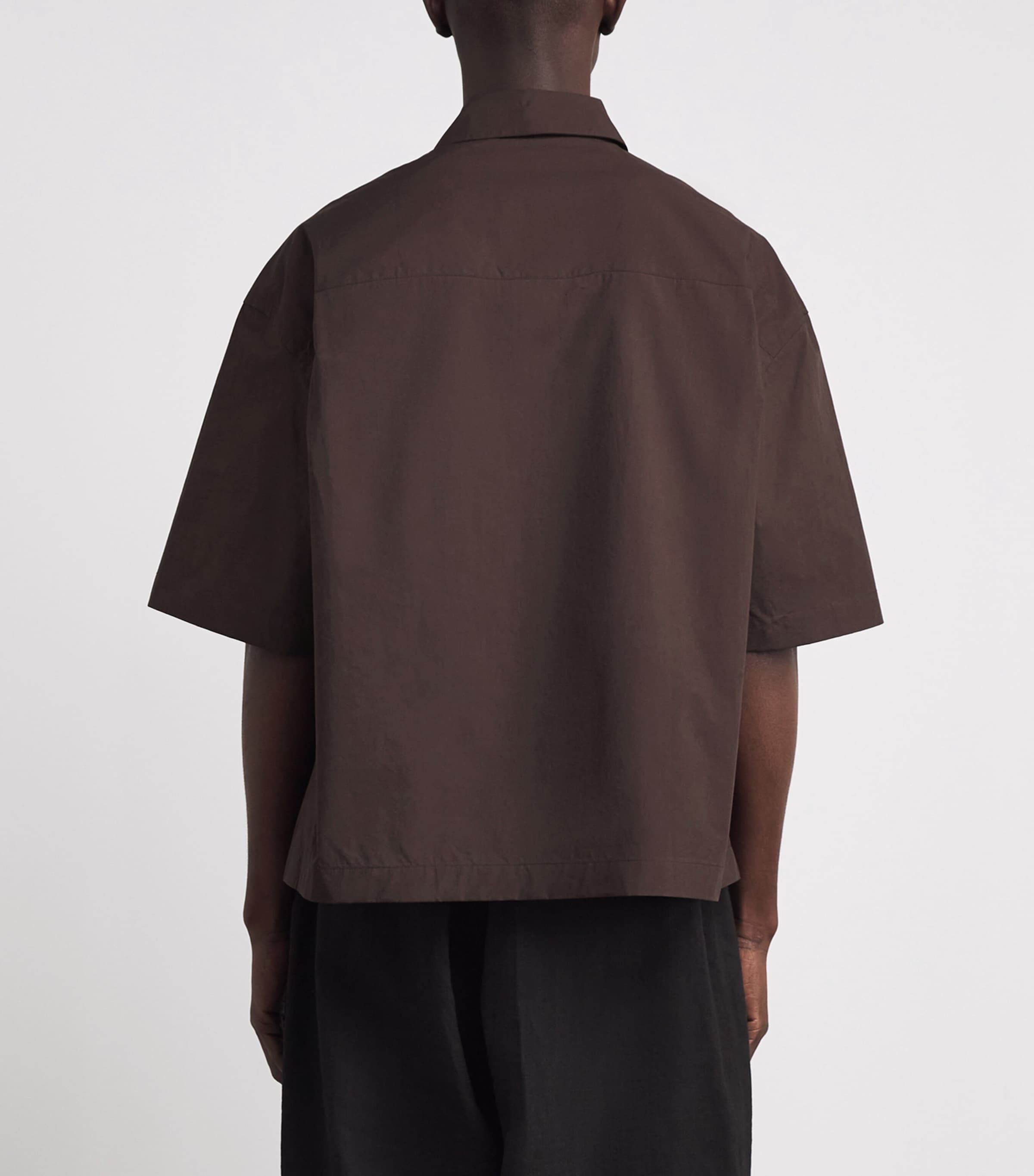 Studio Nicholson Mens Cotton Poplin Boxy-Fit Shirt Cocoa Image 5