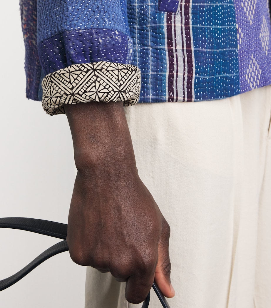 Cotton Patchwork Jacket BLUE/ WHITE Image 3