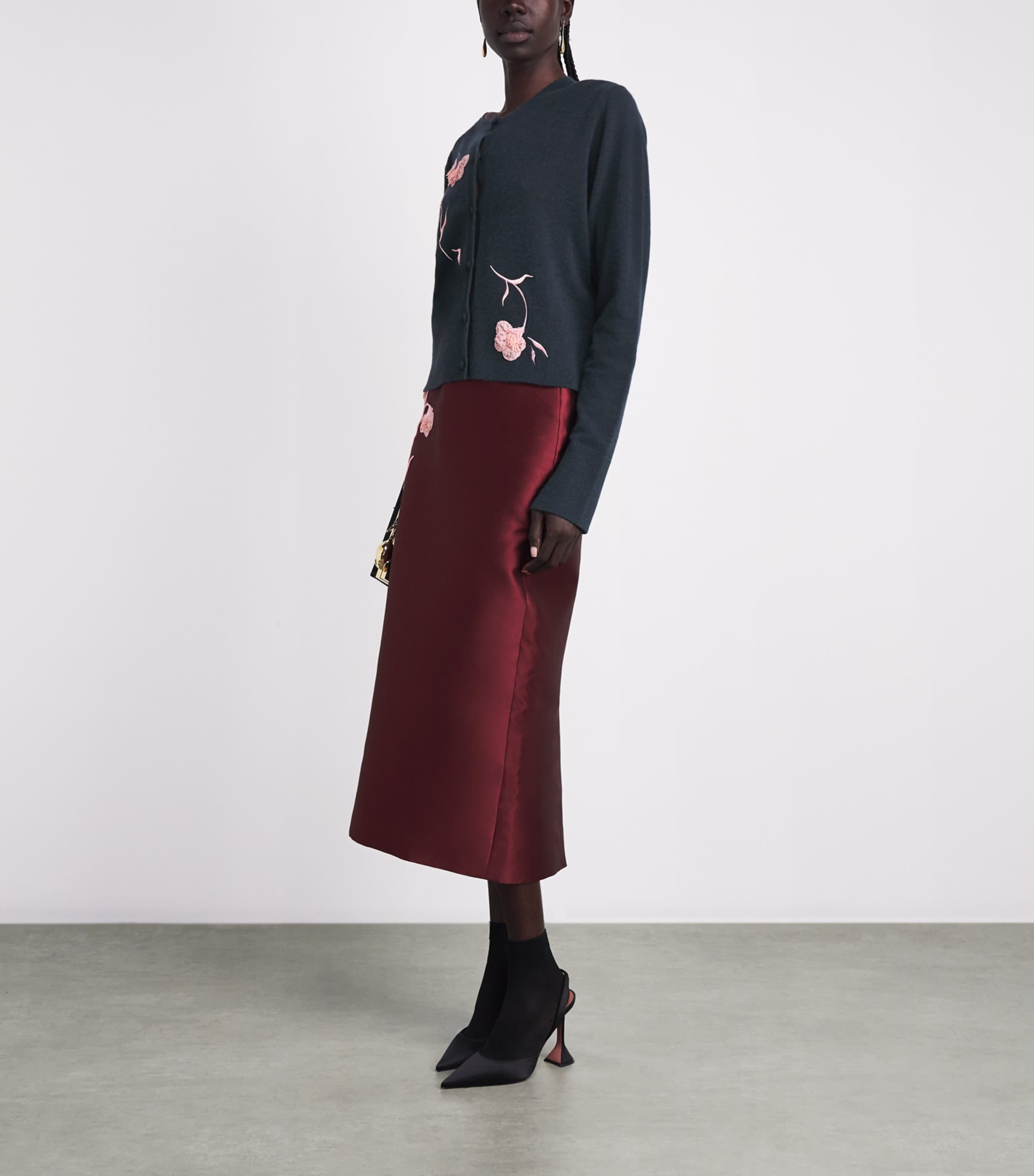Erdem Womens Embroidered Fitted Cardigan Forest Green Image 2