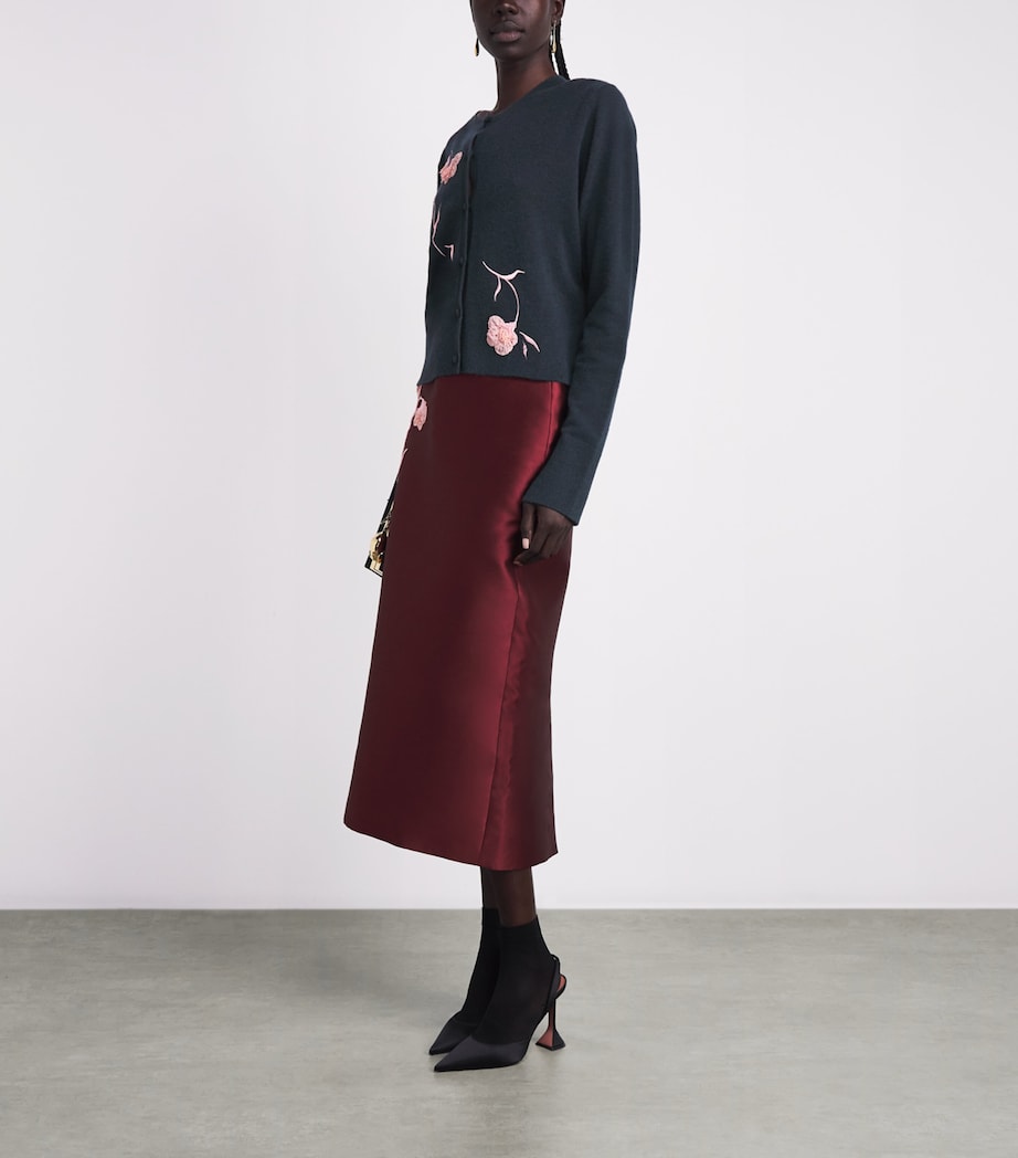 Erdem Womens Embroidered Fitted Cardigan Forest Green Image 2