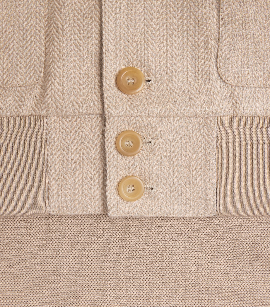 Ralph Lauren Purple Label Mens Silk-Cotton Herringbone Hybrid Jacket Champagne Multi Image 6