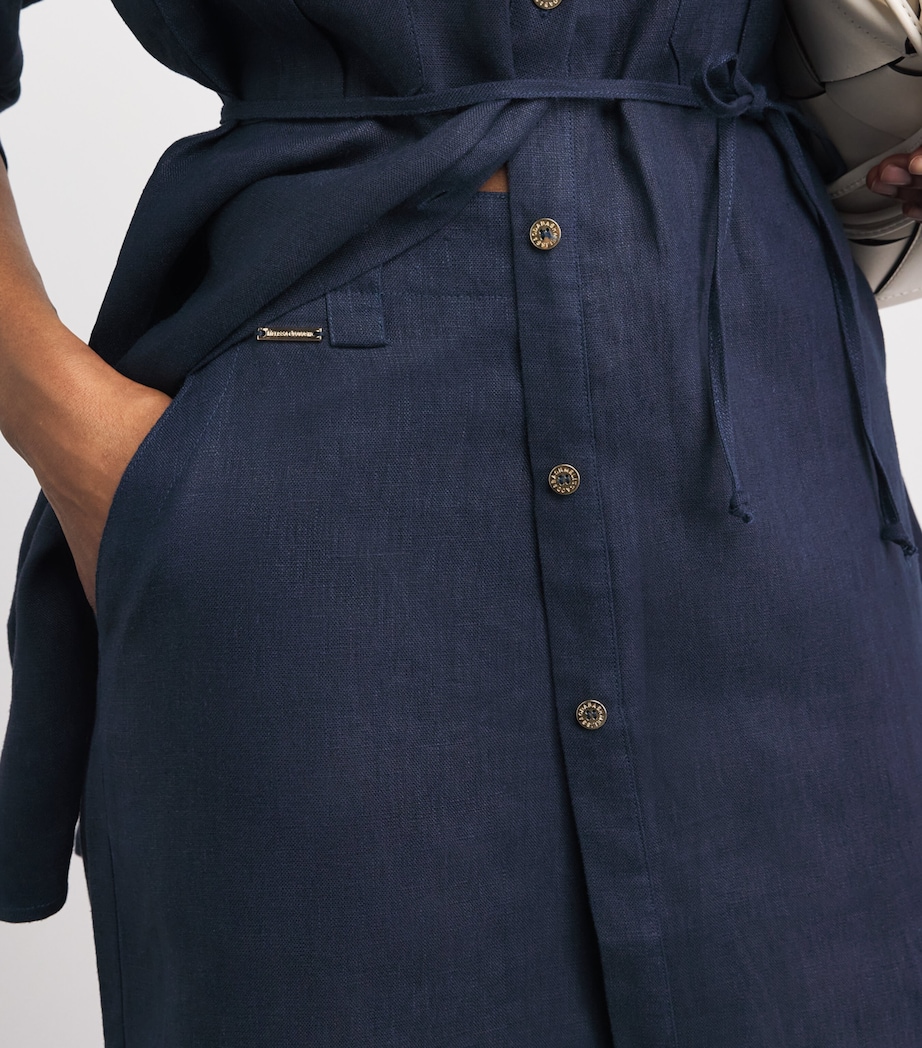 Melissa Odabash Womens Linen Serena Wide-Leg Trousers Navy Image 3