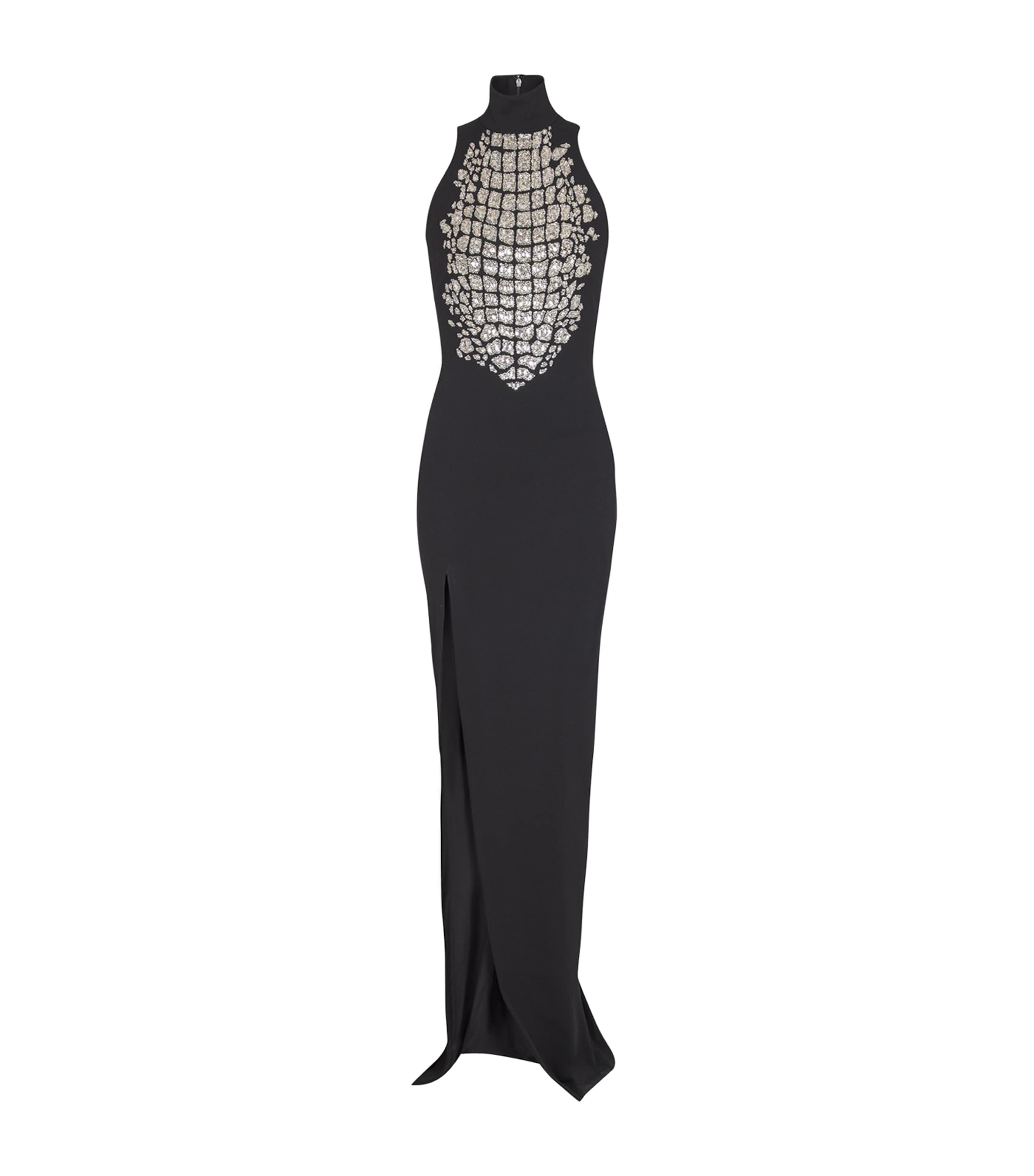 Crystal-Embellished Slit Maxi Dress EHV NOIR/CRISTAL Image 1