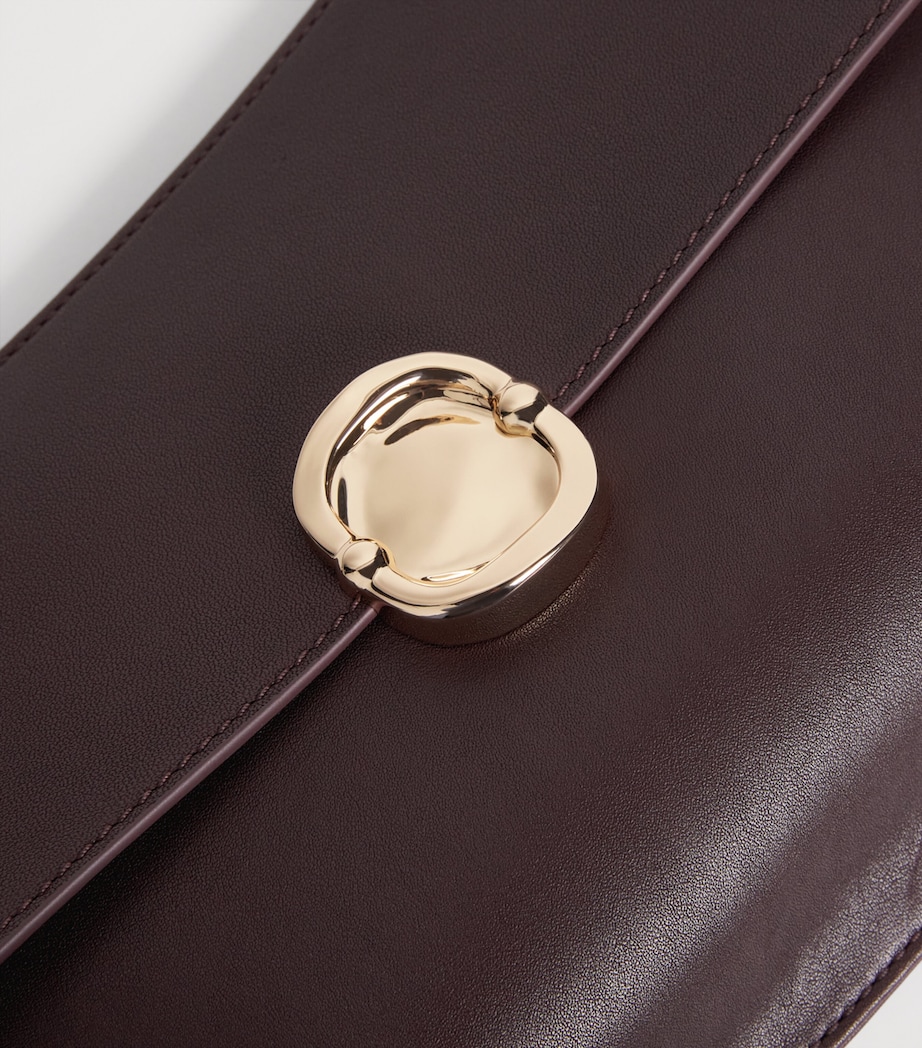 Leather Shoulder Bag BURGUNDY Image 3