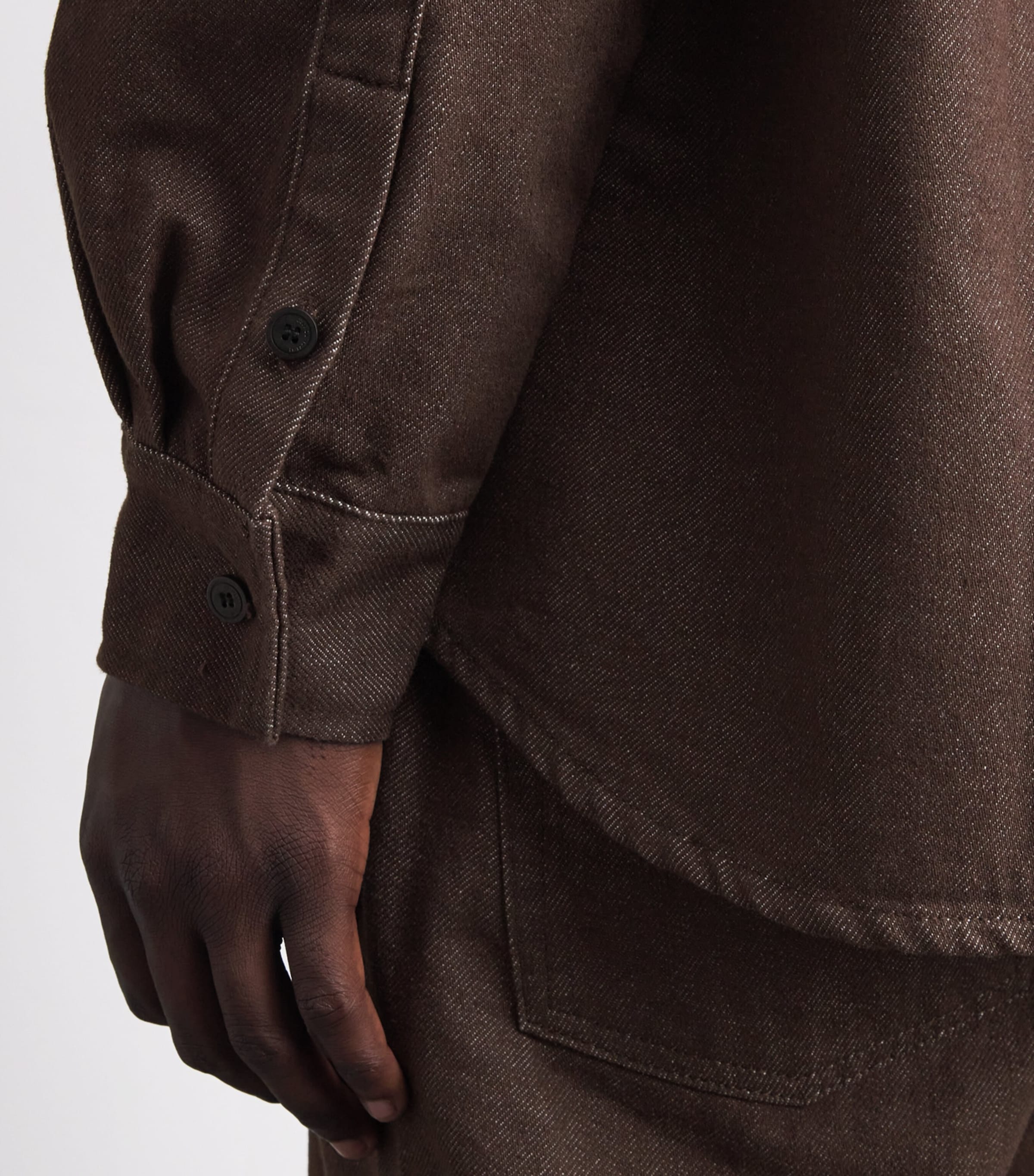 Le 17 Septembre Mens Denim Overshirt Brown Image 3