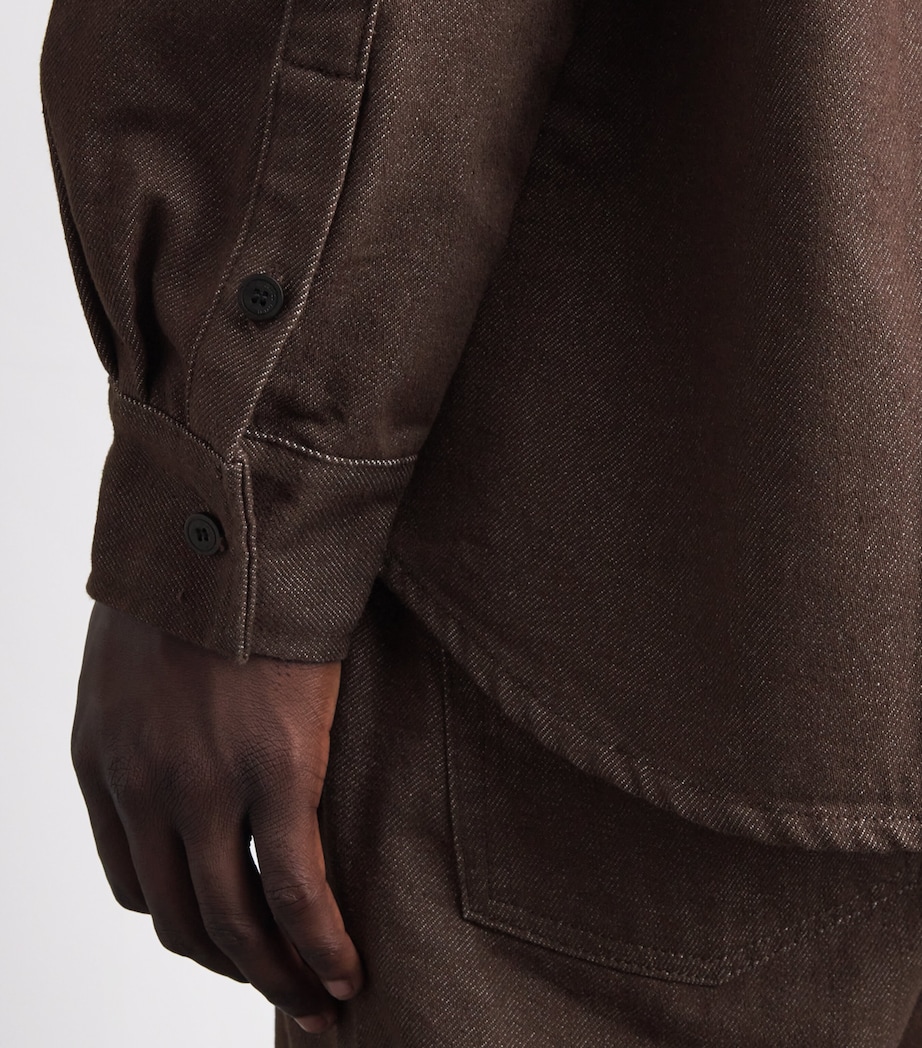 Le 17 Septembre Mens Denim Overshirt Brown Image 3