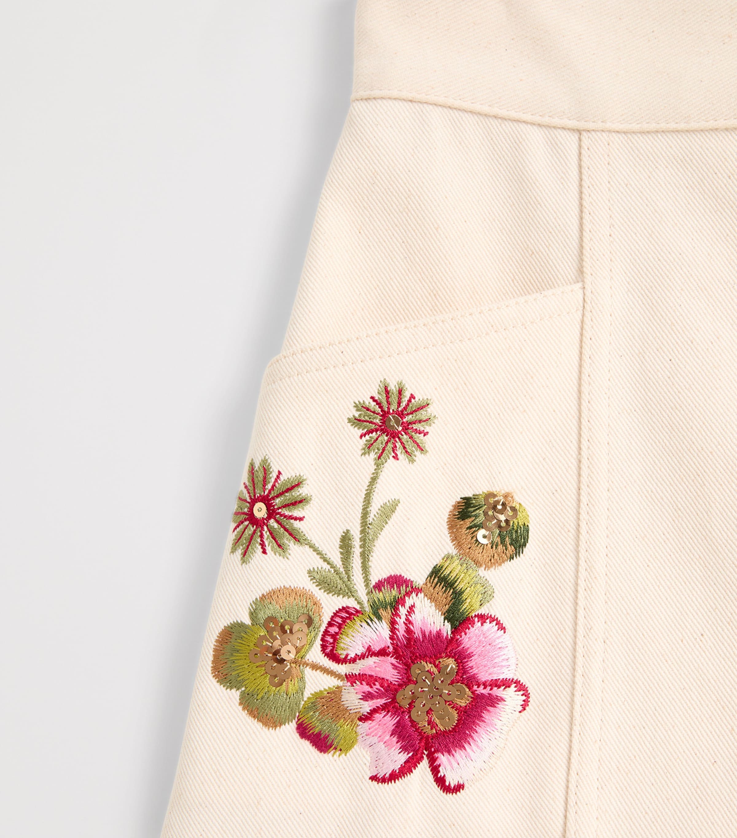 Valentino Ivory Denim Embroidered Maxi Skirt | Harrods US