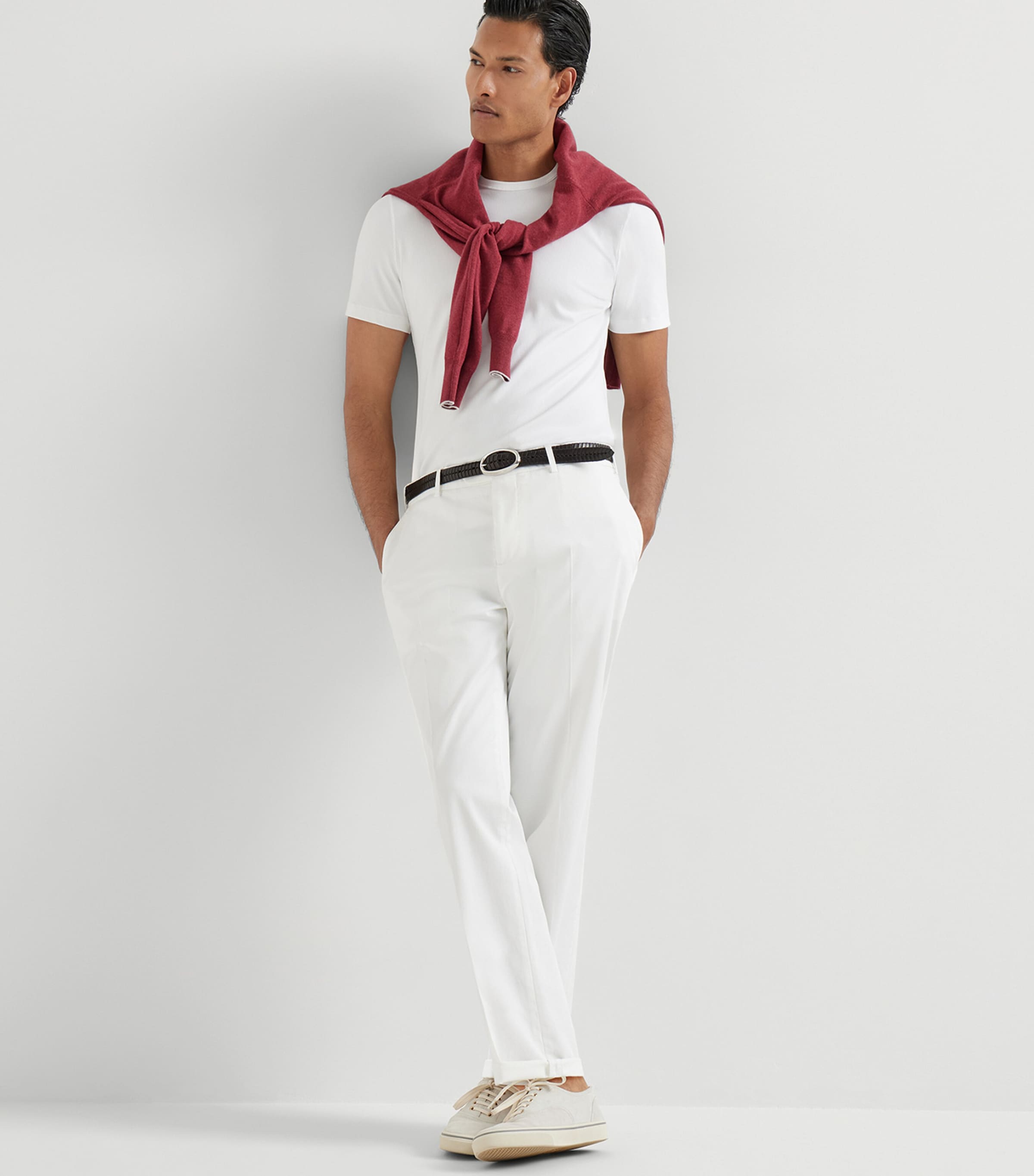 Brunello Cucinelli Mens Garment-Dyed Cotton Gabardine Trousers Image 4