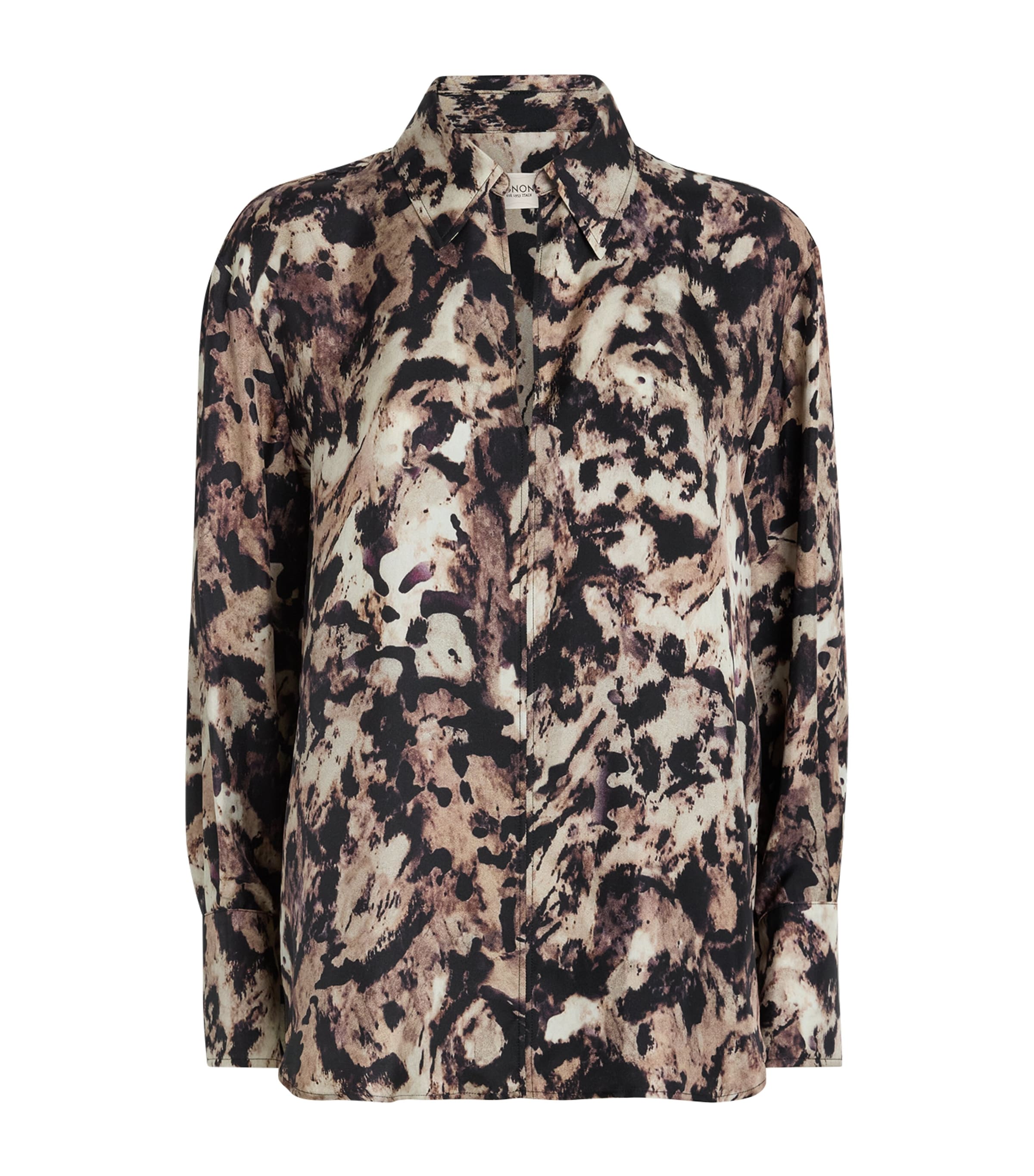 Agnona Womens Silk Printed Shirt Drk Bgdy Image 1