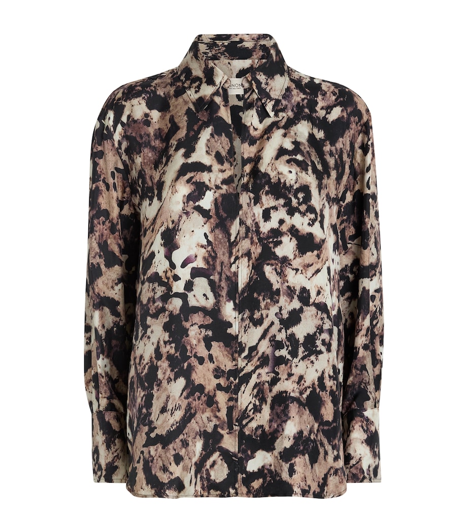 Agnona Womens Silk Printed Shirt Drk Bgdy Image 1