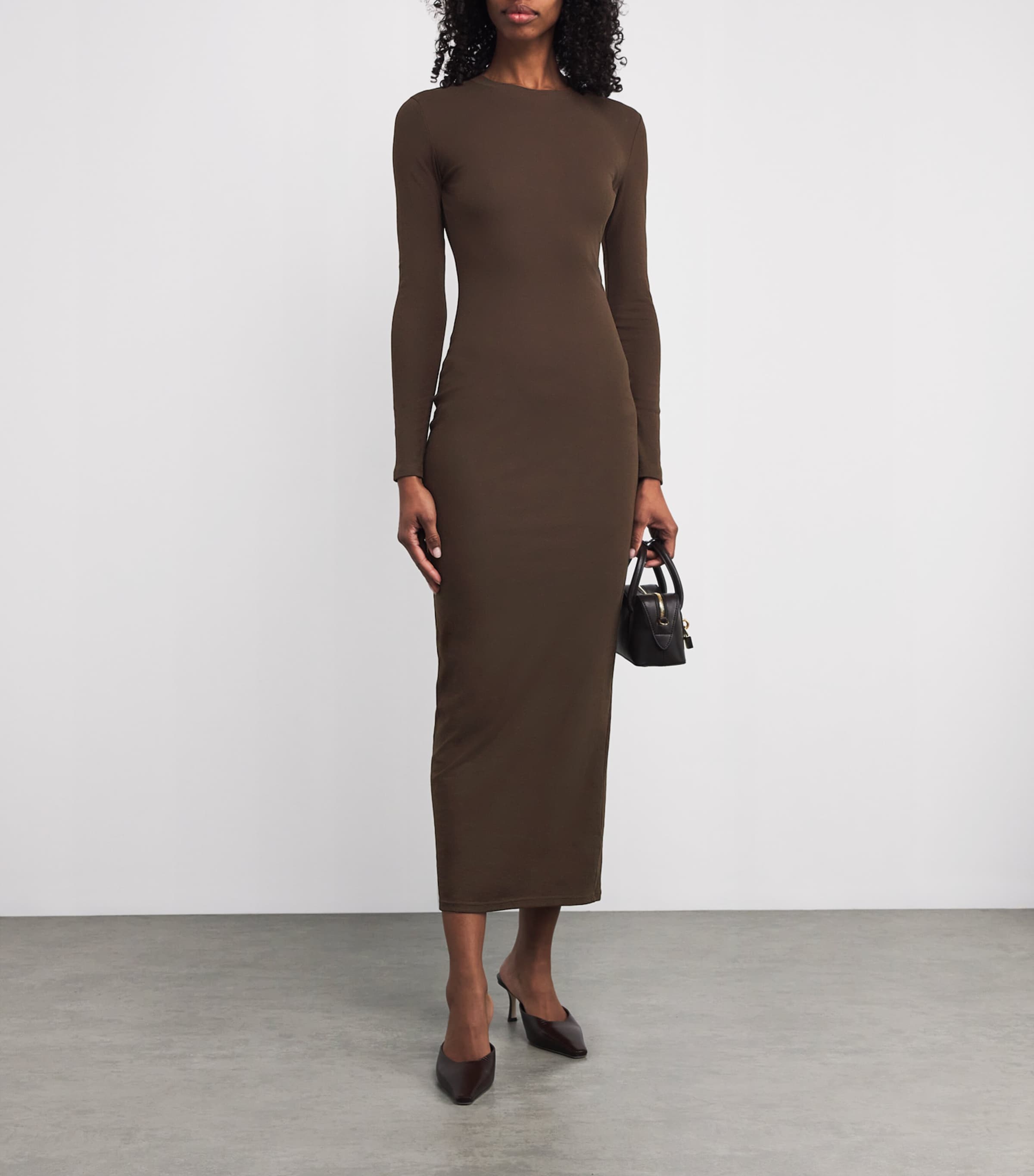 AEXAE Womens Cotton Maxi Dress Brown Image 2