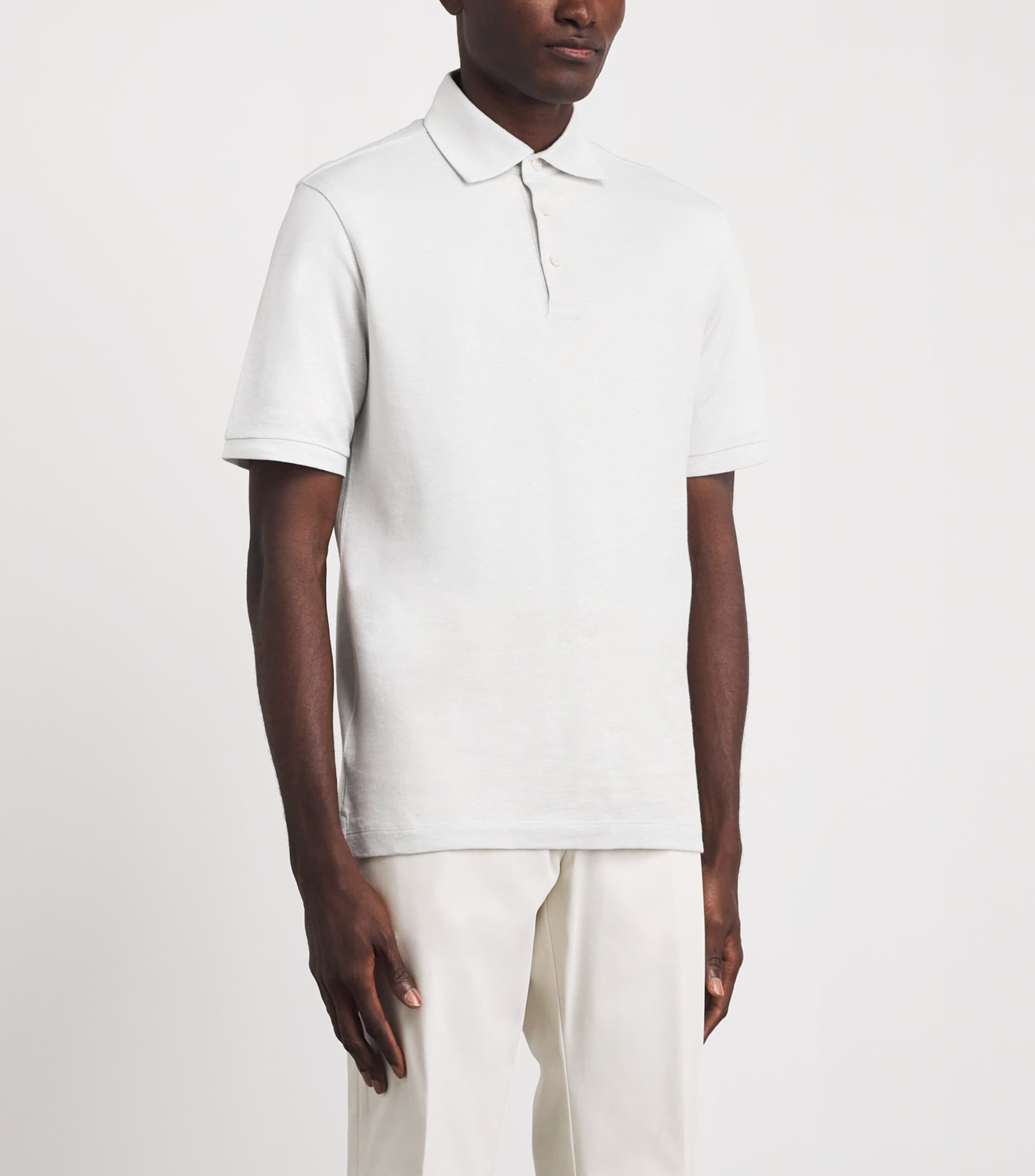 Eton Mens Cotton Polo Shirt Light Grey Image 4