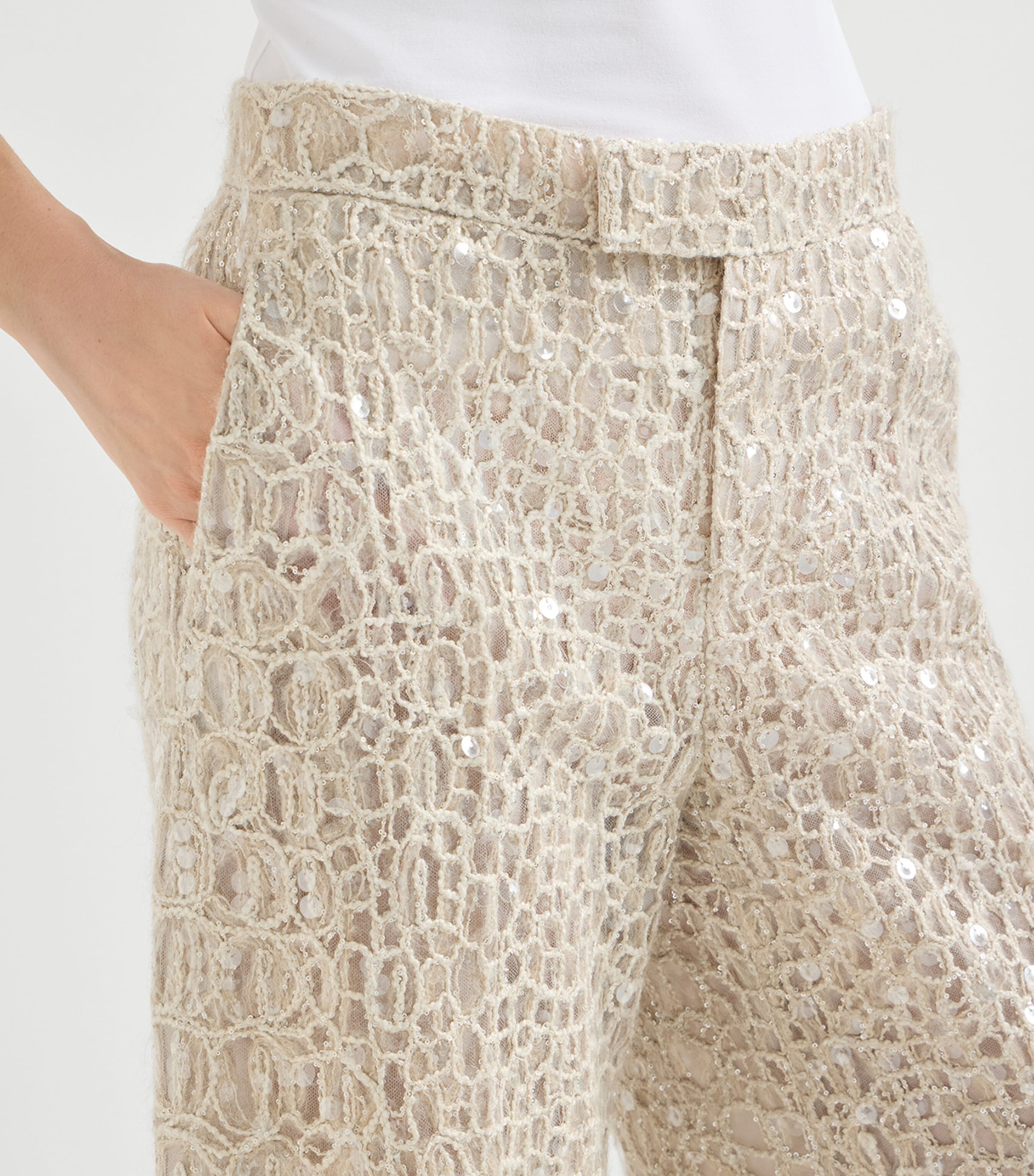 Sequin-Detail Wide-Leg Trousers CRI71 Image 6