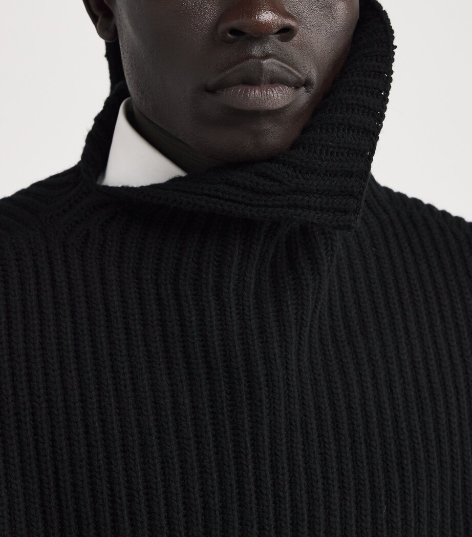 Wool Ribbed Sweater BLACK 001 Image 6