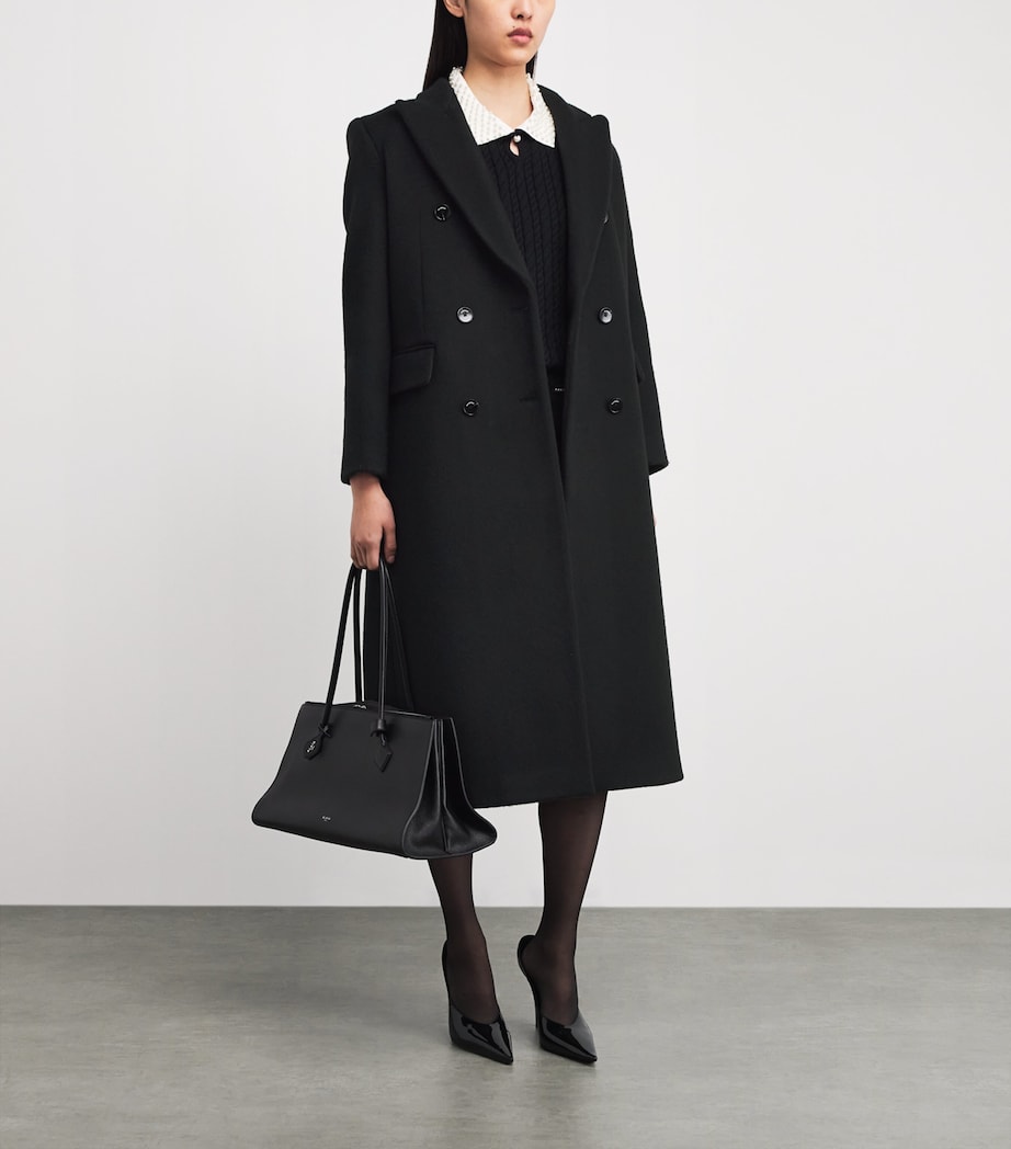 Wool Double-Breasted Overcoat BLACK Image 2