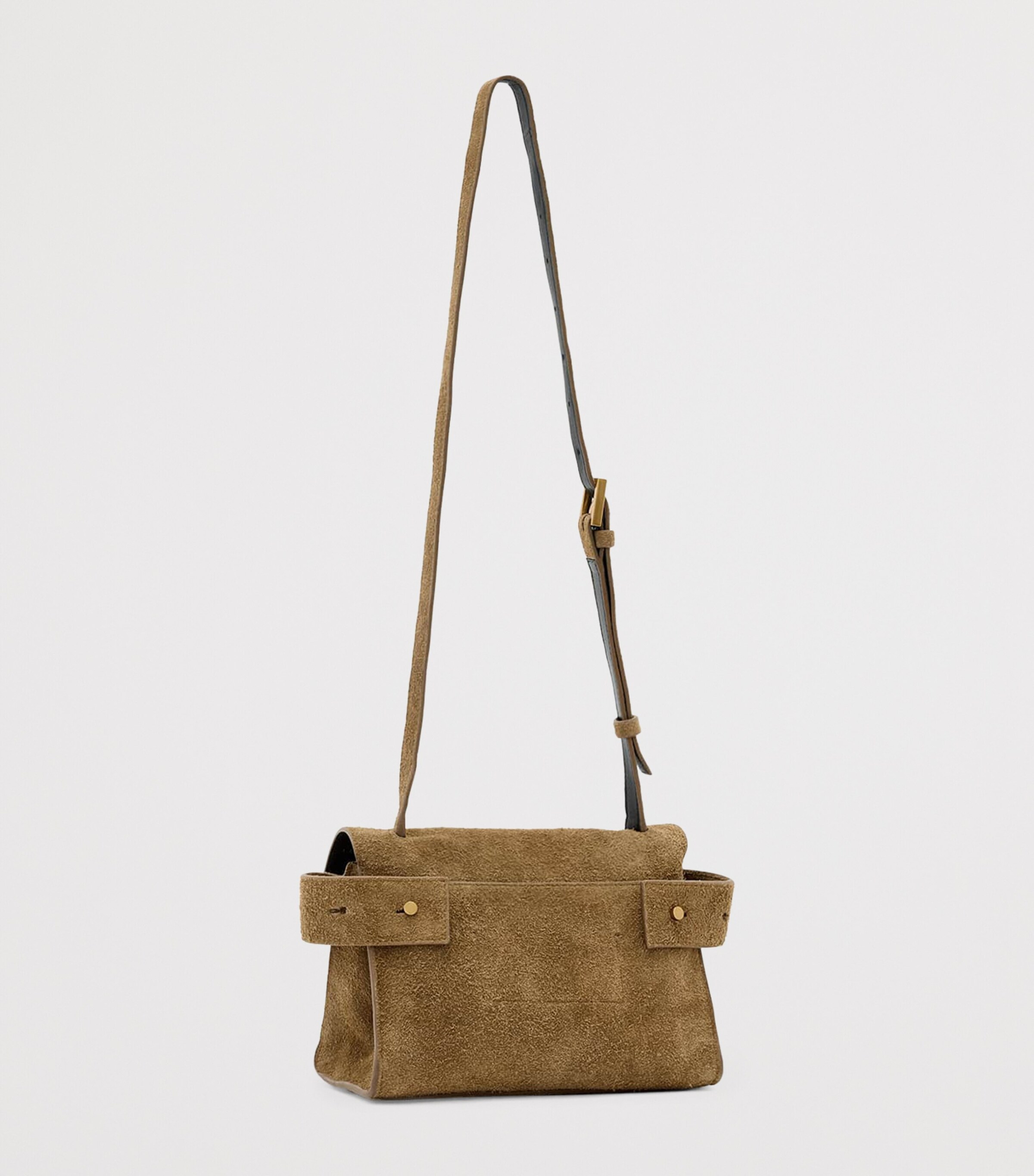 AllSaints Mini Suede Ursa Cross-Body Bag Biscuit Brown Image 3