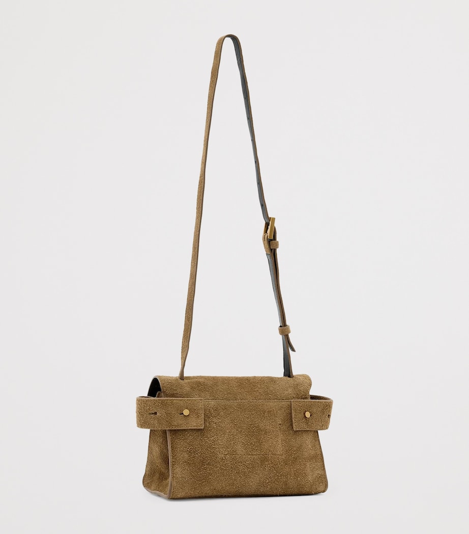 AllSaints Mini Suede Ursa Cross-Body Bag Biscuit Brown Image 3