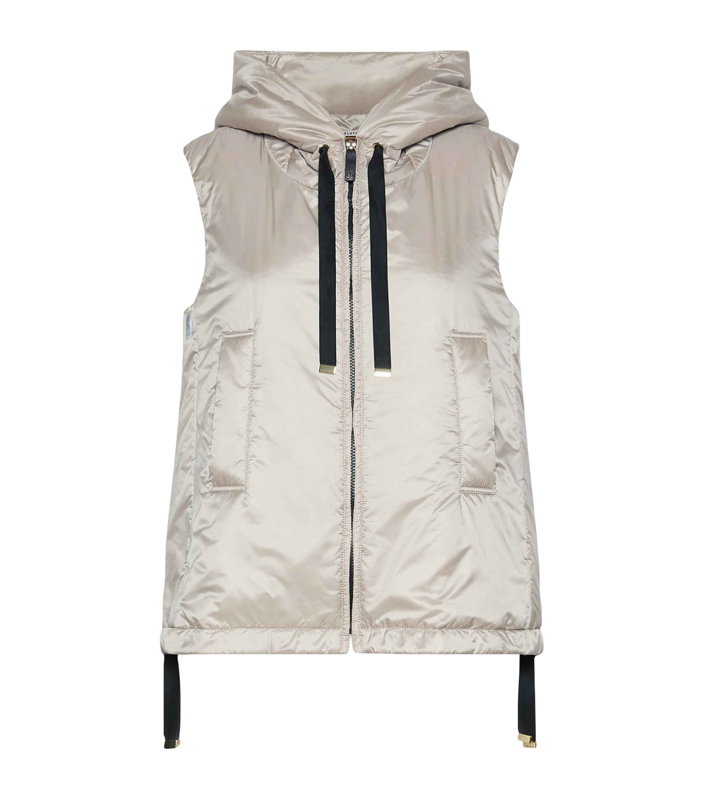 Max Mara Water-repellent Hooded Gilet In Sand