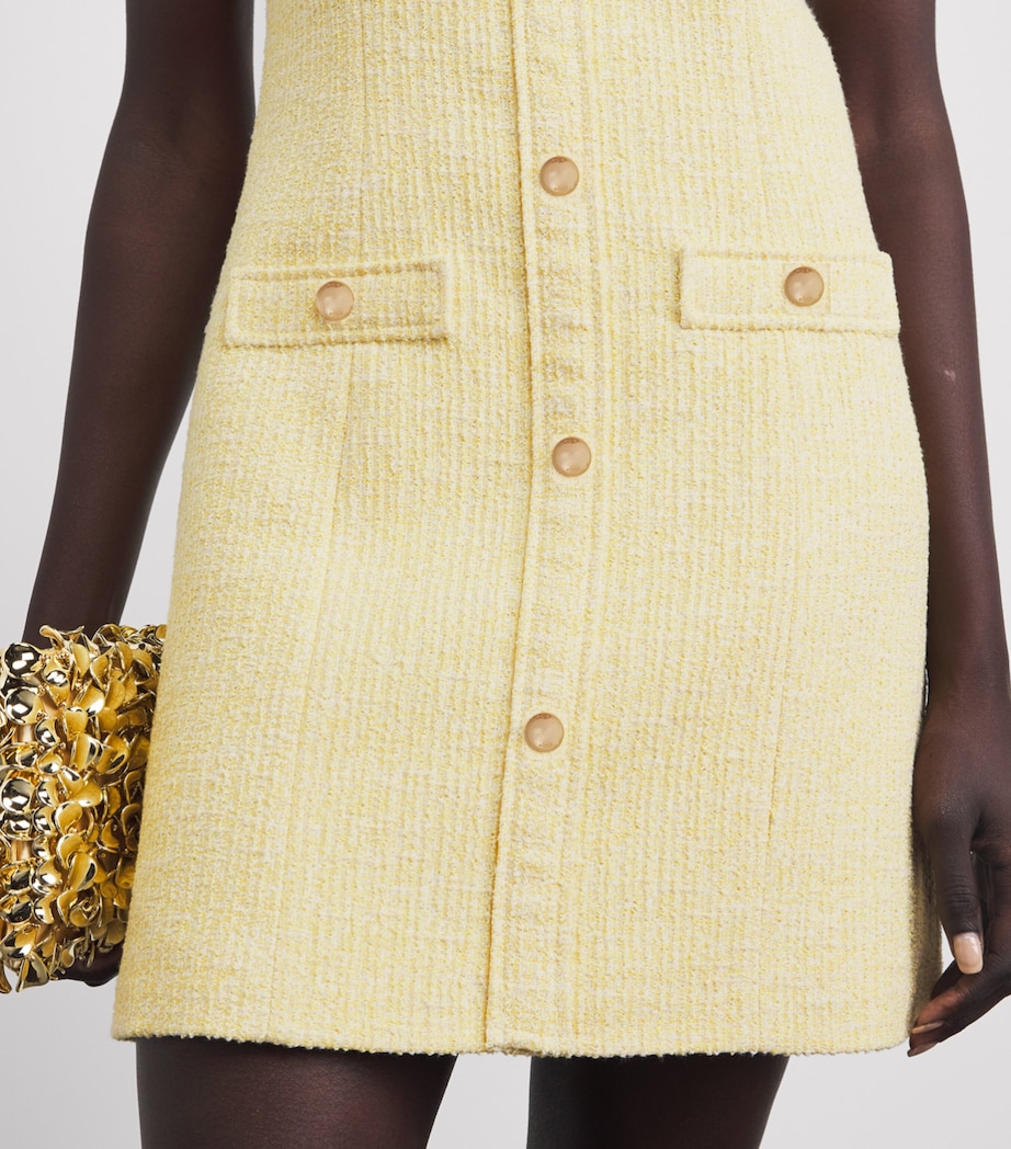 Maje Womens Tweed Tailored Mini Dress Pale Yellow Image 3