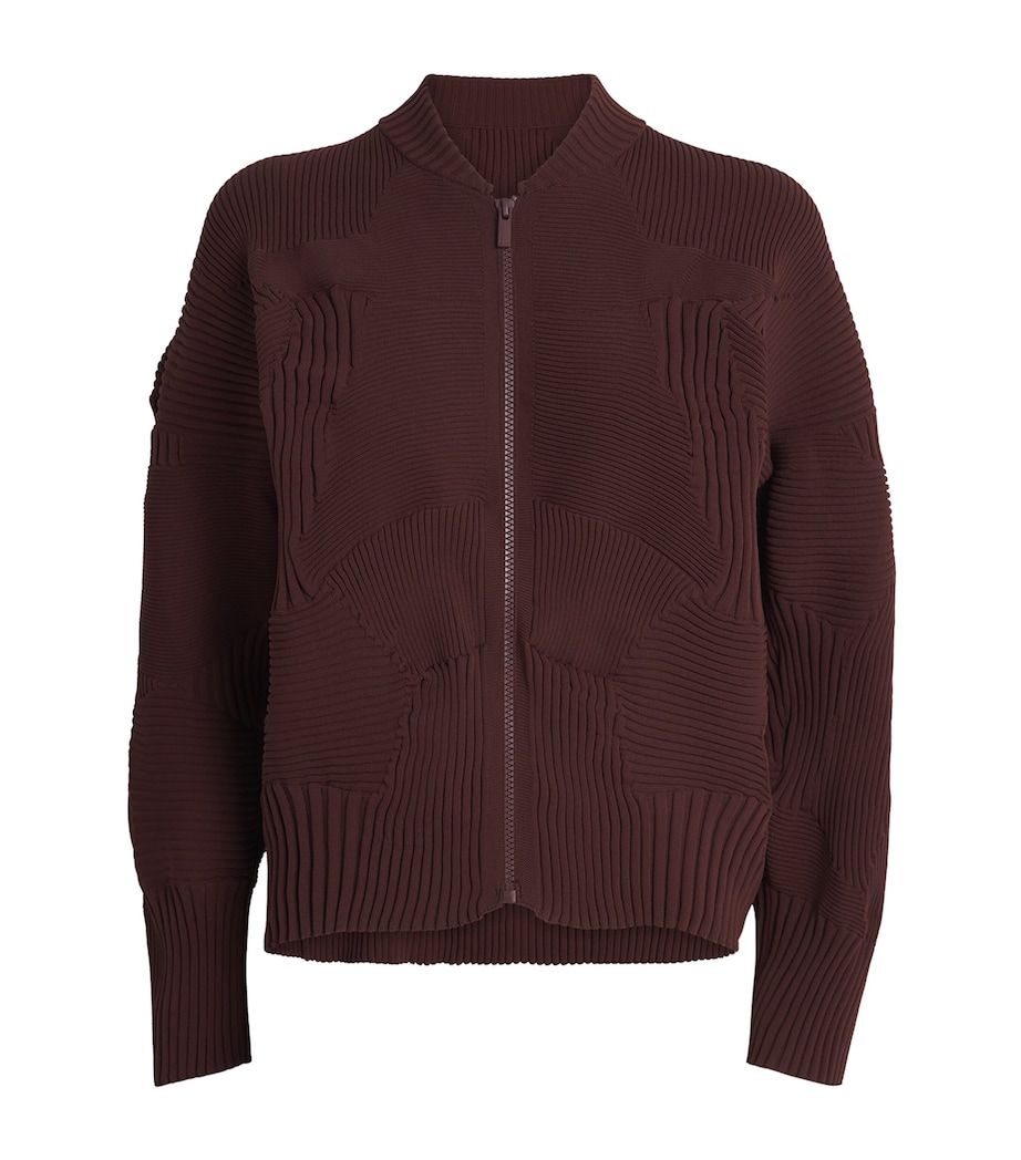 Issey Miyake Womens Knitted KONE KONE Jacket Dark Brown Image 1