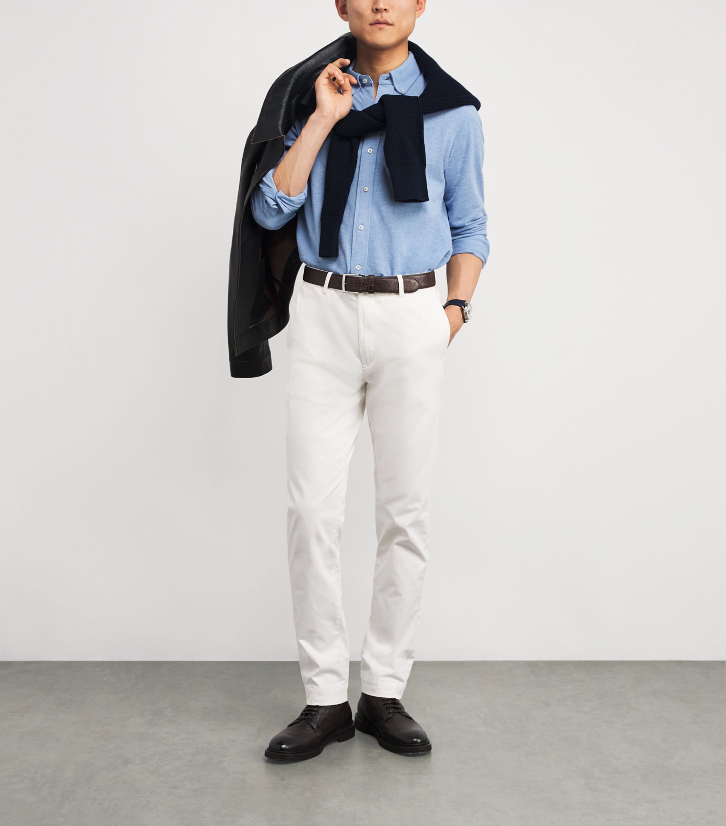 Cotton Featherweight Mesh Shirt BLUE Image 2