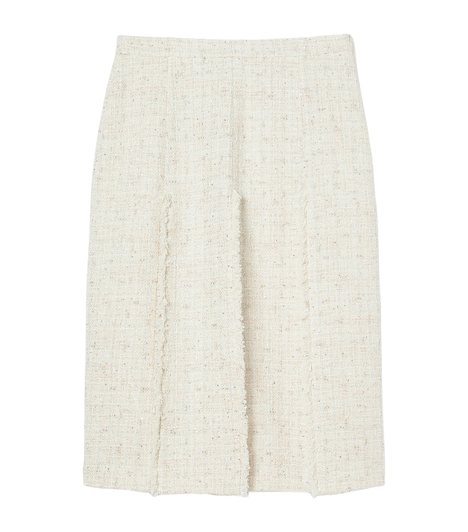 Tweed Pleated Midi Skirt IVORY Image 1