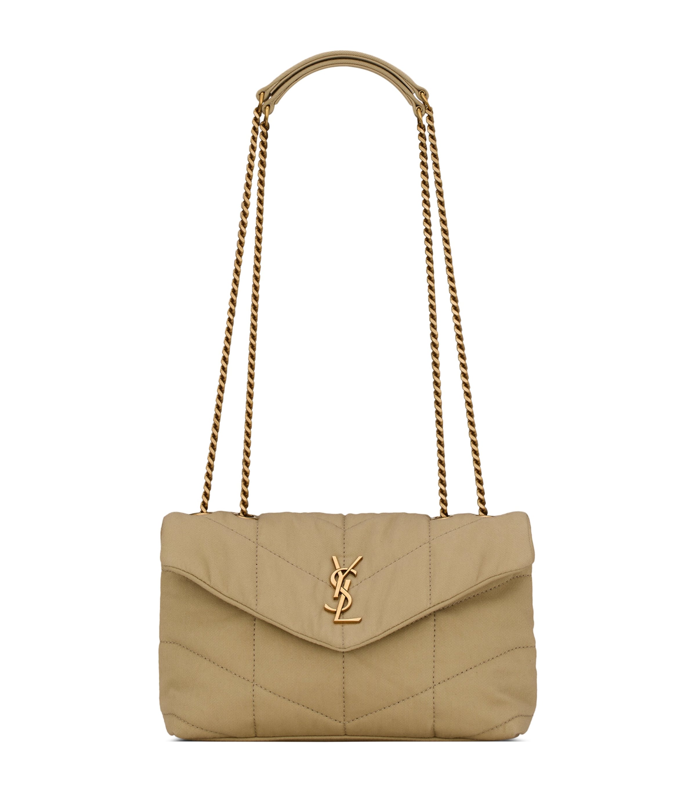 Saint Laurent Toy Puffer Shoulder Bag In Beige