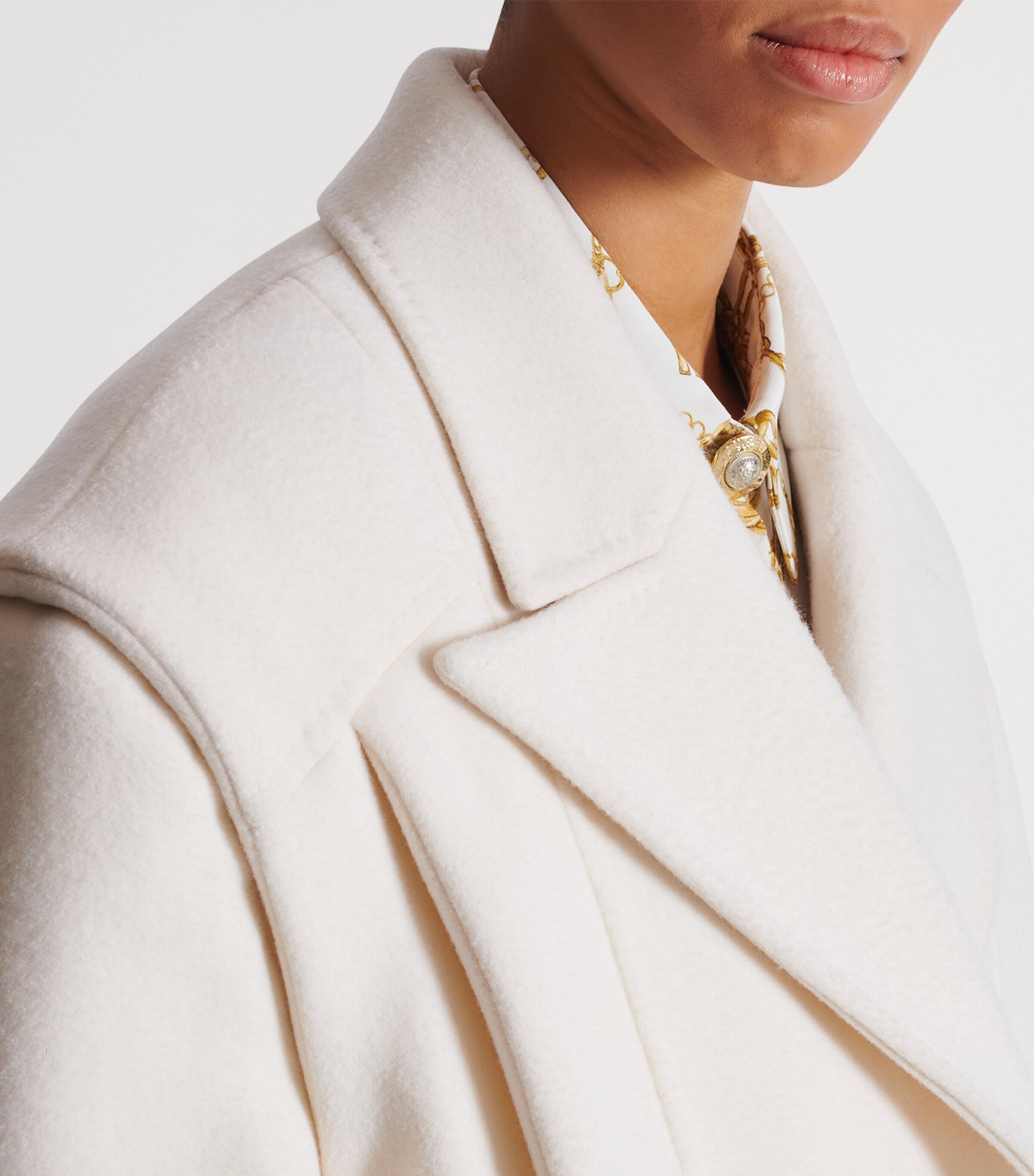 Wool-Cashmere Pea Coat 0FA BLANC Image 7