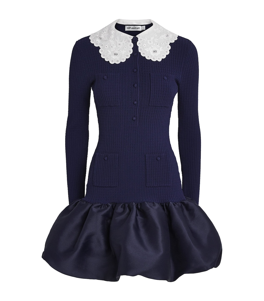 Knitted Taffeta-Skirt Mini Dress NAVY Image 1