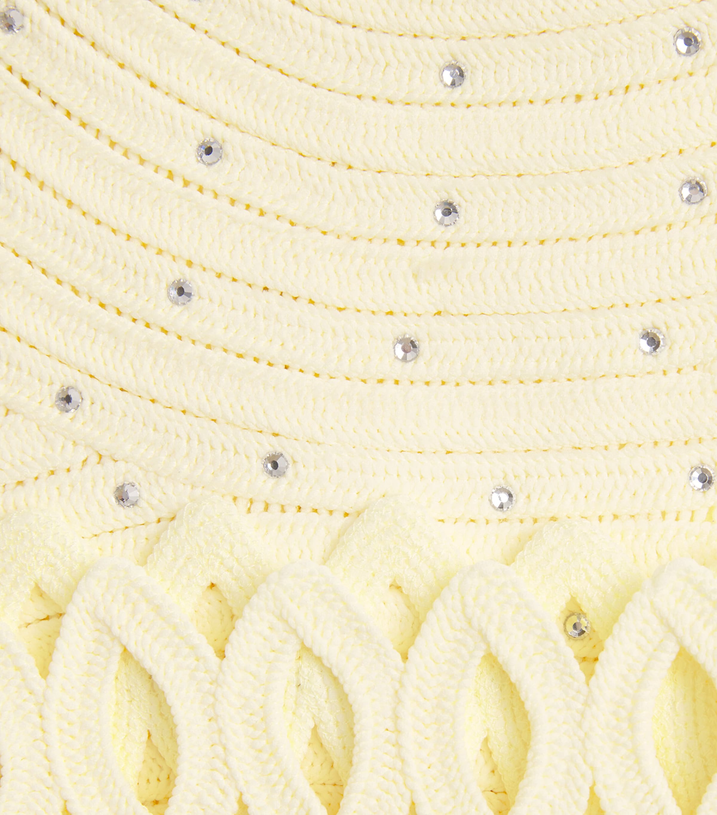 Maje Womens Embellished Crochet Top Pale Yellow Image 6