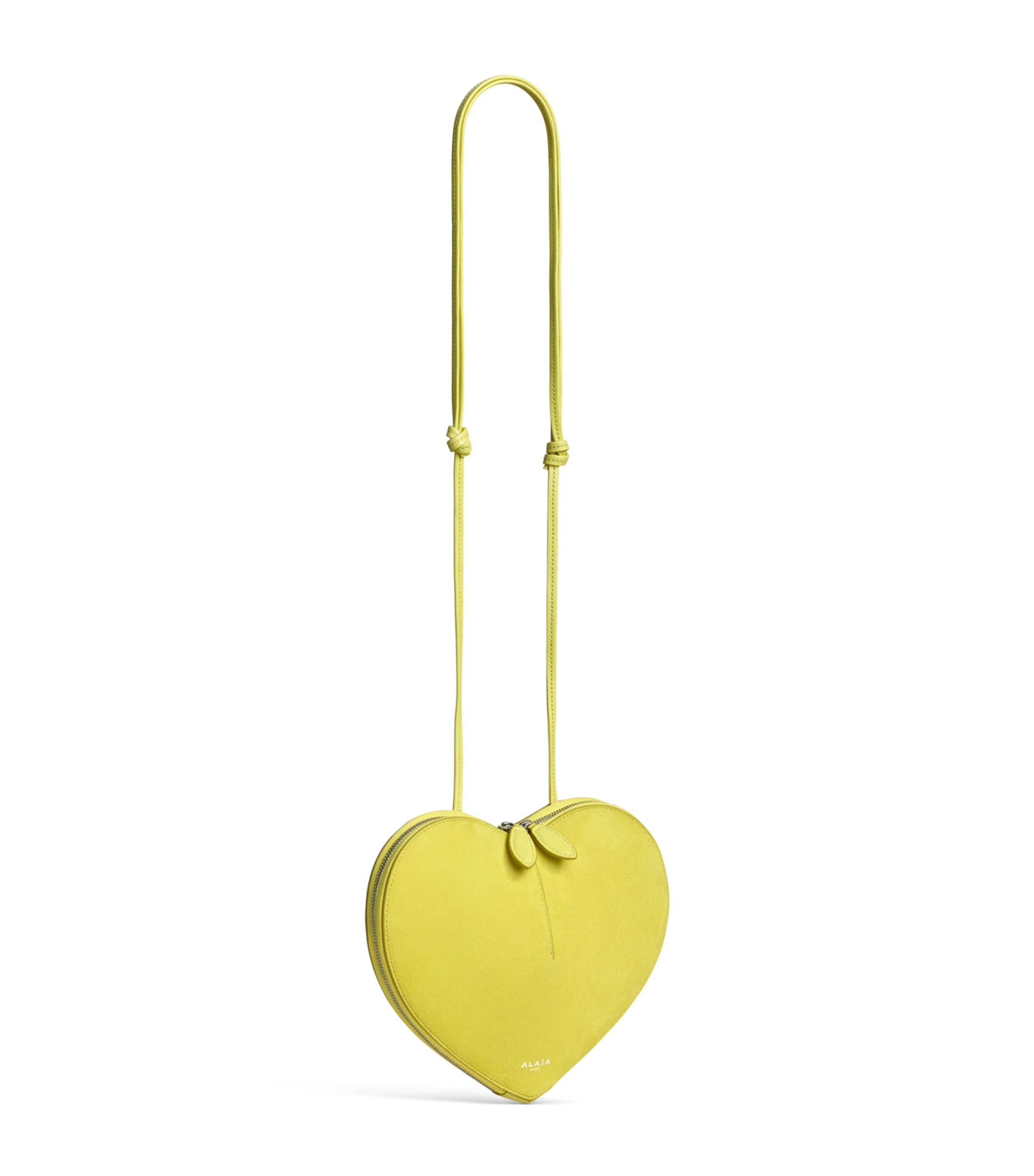 Alaïa Suede Le Coeur Shoulder Bag Lemon Yellow Image 2