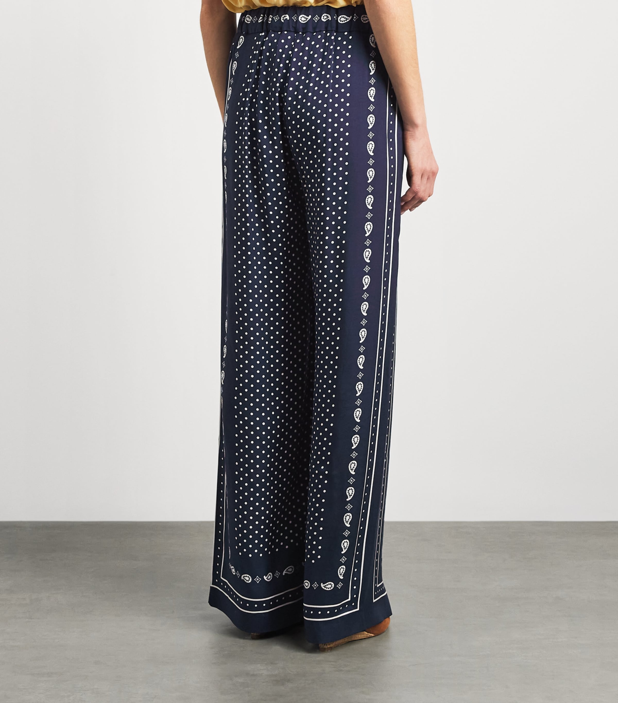 Maje Womens Printed Wide-Leg Trousers Navy Polka Dot Image 5