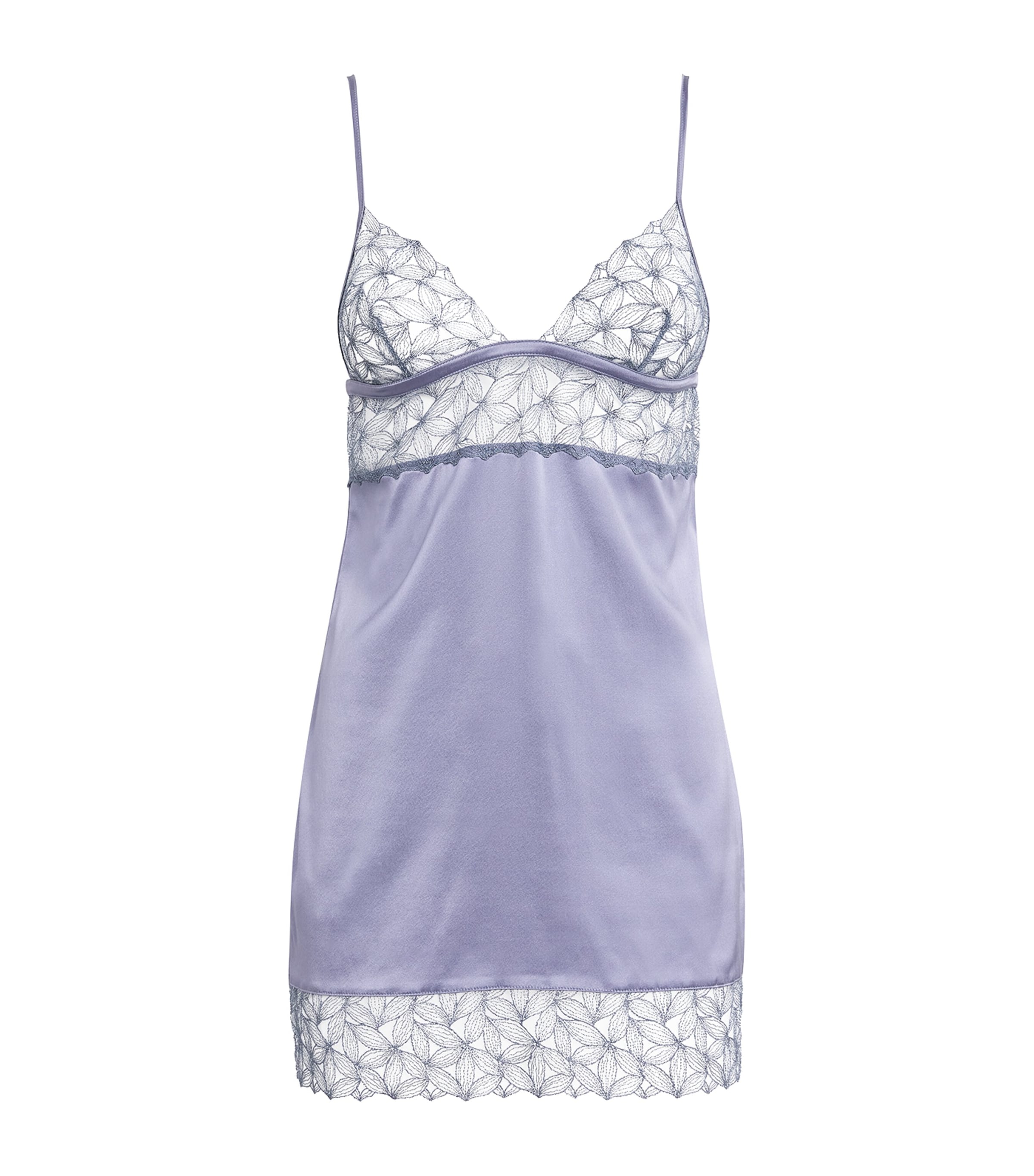 Coco De Mer Womens Lace-Trim Esme Slip Dress Powder Blue Image 1