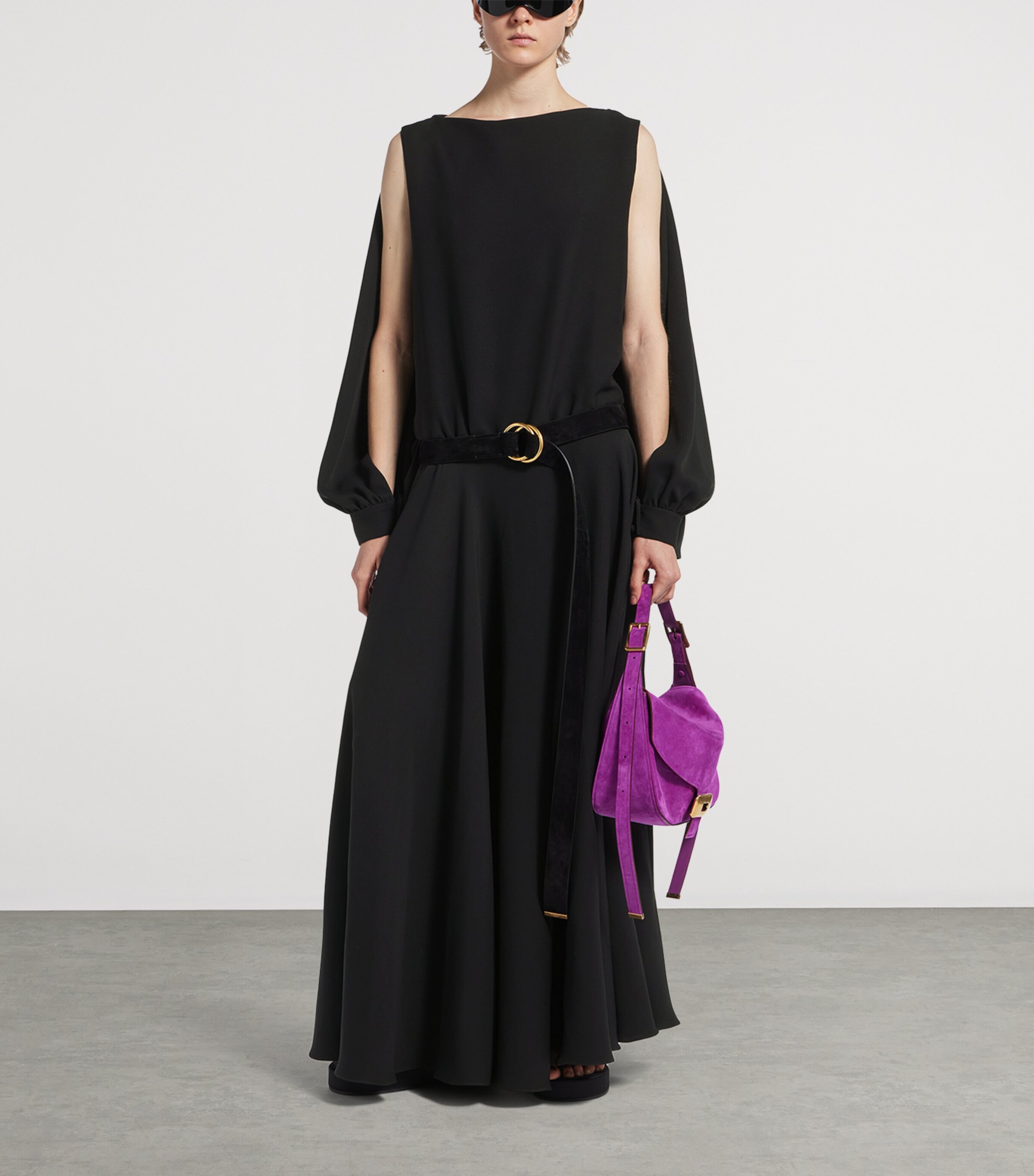 Balenciaga Womens Silk-Wool Balloon Maxi Dress Image 2