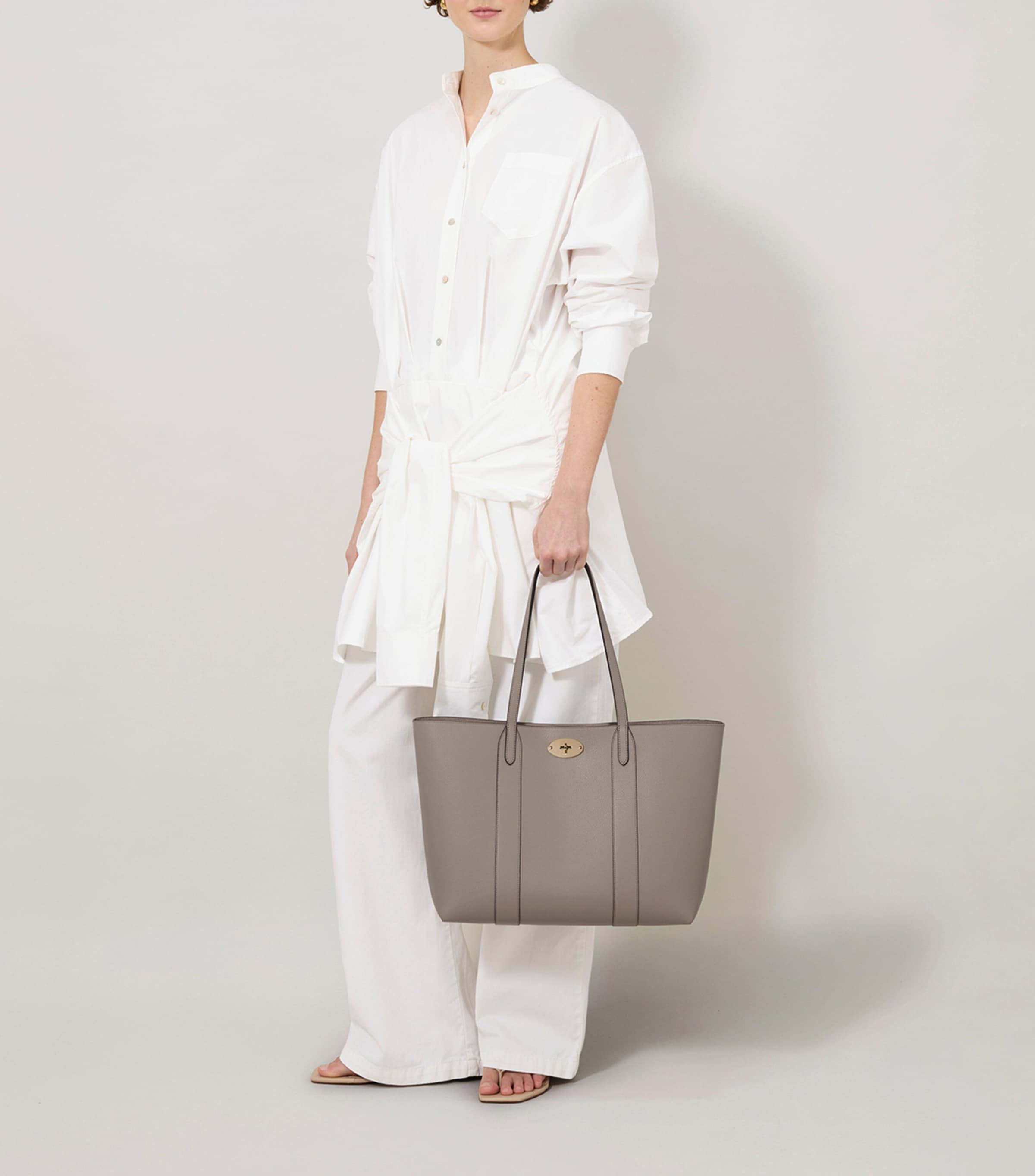 Small Leather Bayswater Tote Bag CASHMERE TAUPE Image 2