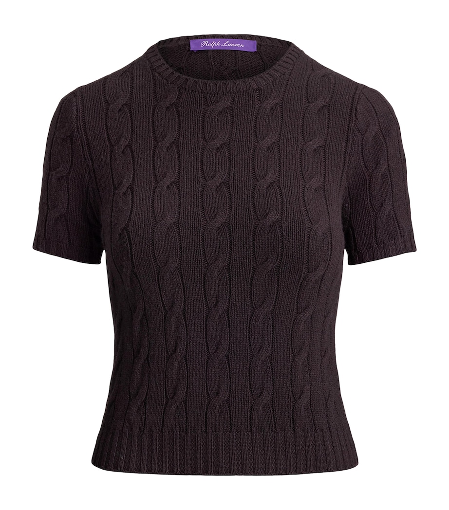 Ralph Lauren Collection Womens Cashmere Cable-Knit Cropped Sweater Espresso Image 1