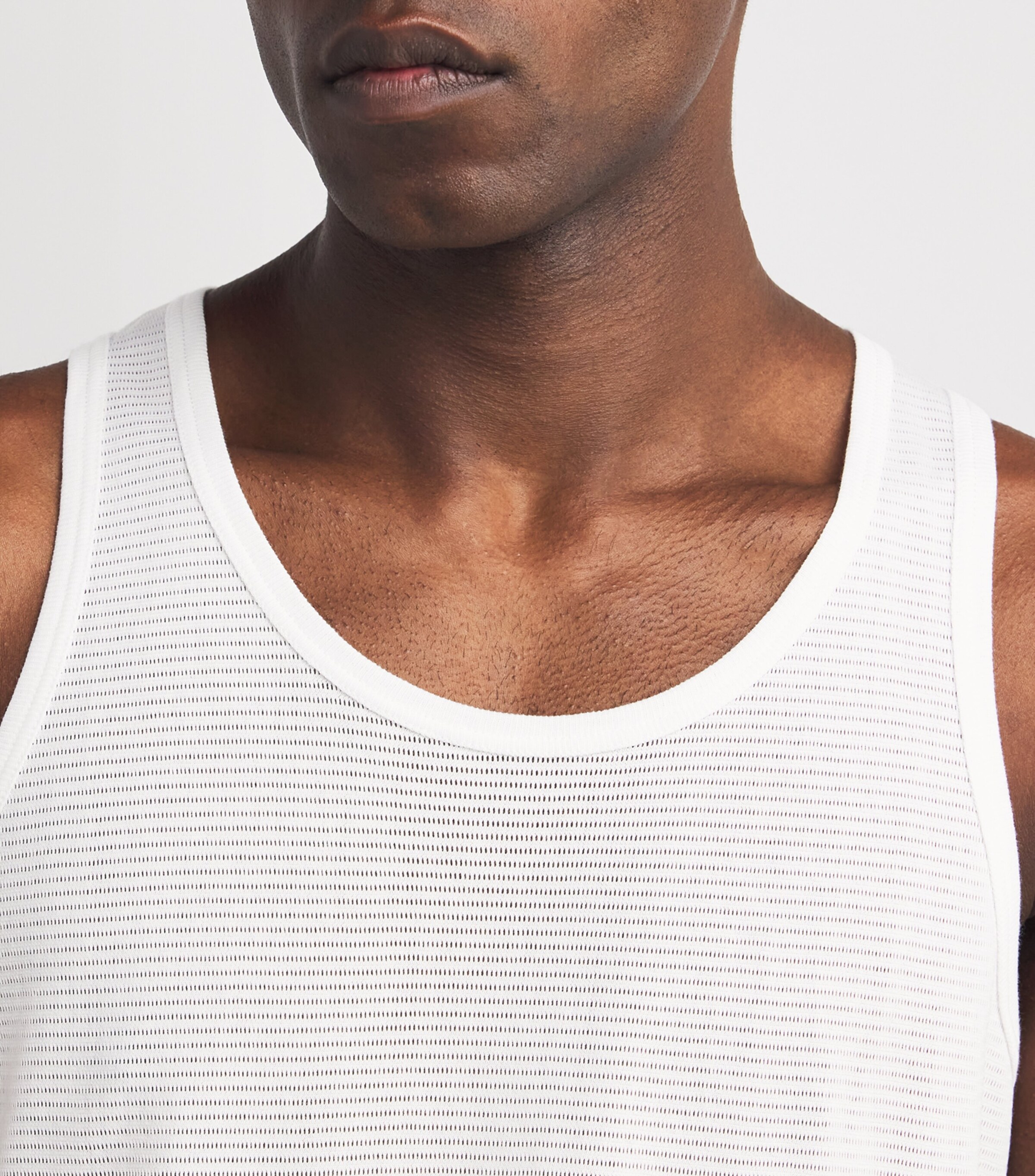 Sunspel Mens Cotton Mesh Cellular Vest Whaa White Image 6