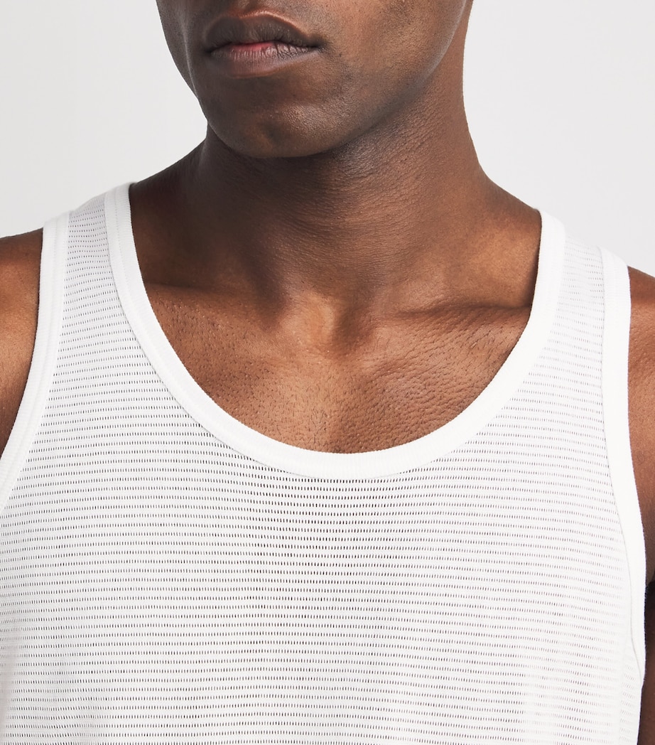 Sunspel Mens Cotton Mesh Cellular Vest Whaa White Image 6