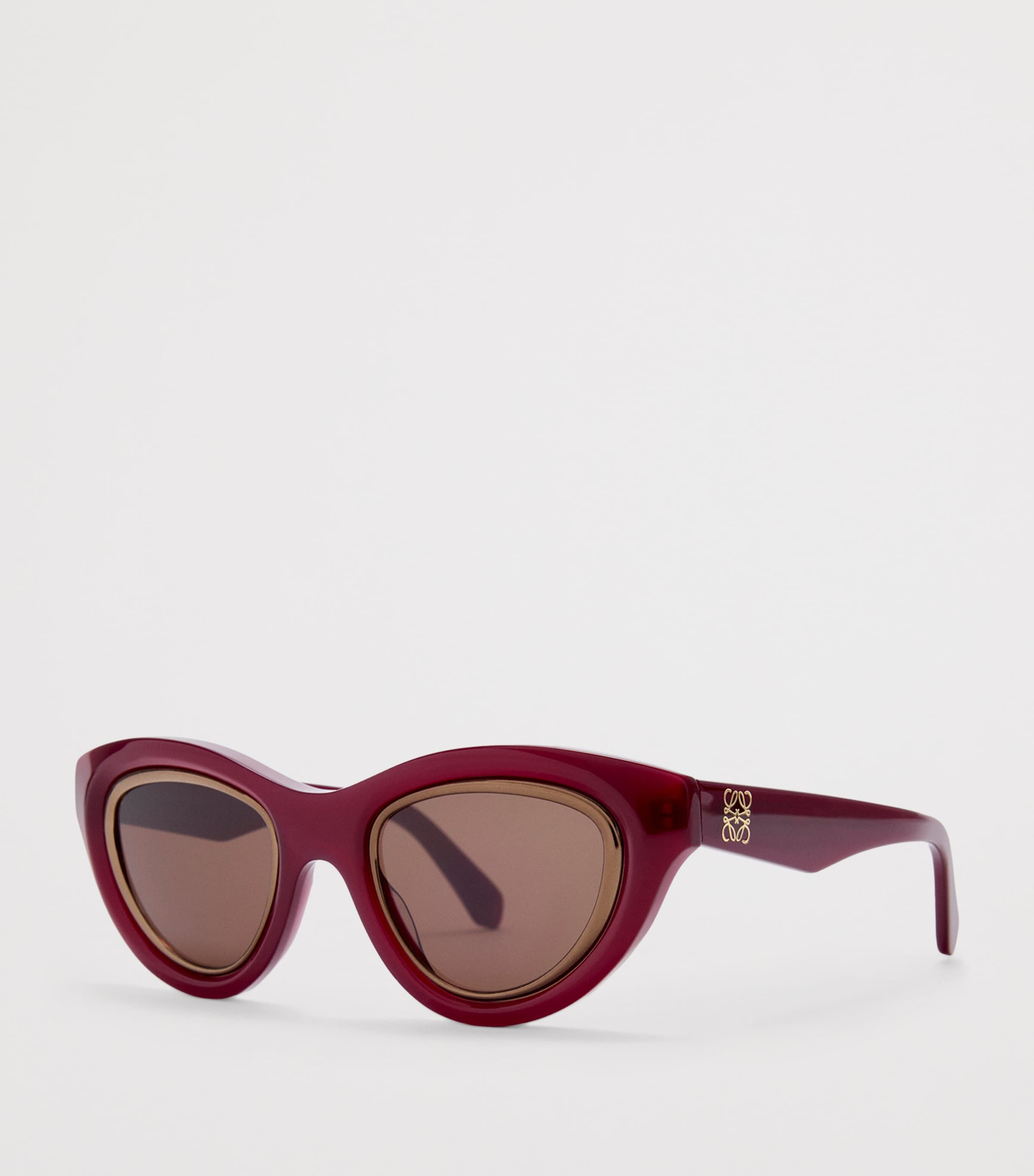 Acetate Mini Anagram Cat-Eye Sunglasses MILKY BURGUNDY Image 2