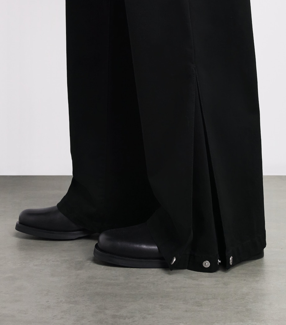System Mens Cotton-Blend Side-Pleated Trousers Black Image 3