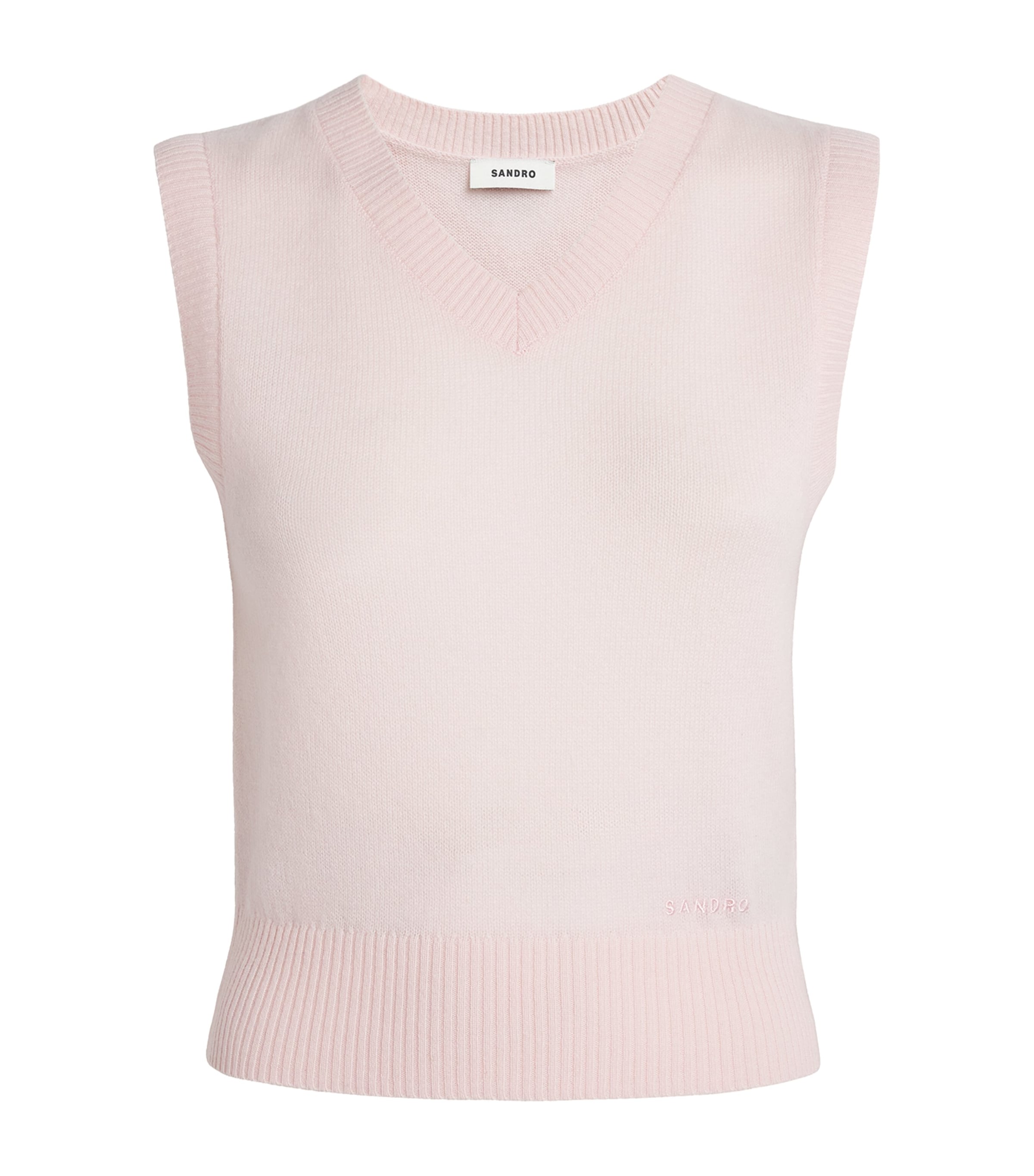 Sandro Paris Womens Wool-Cashmere V-Neck Sweater Light Pink Image 1