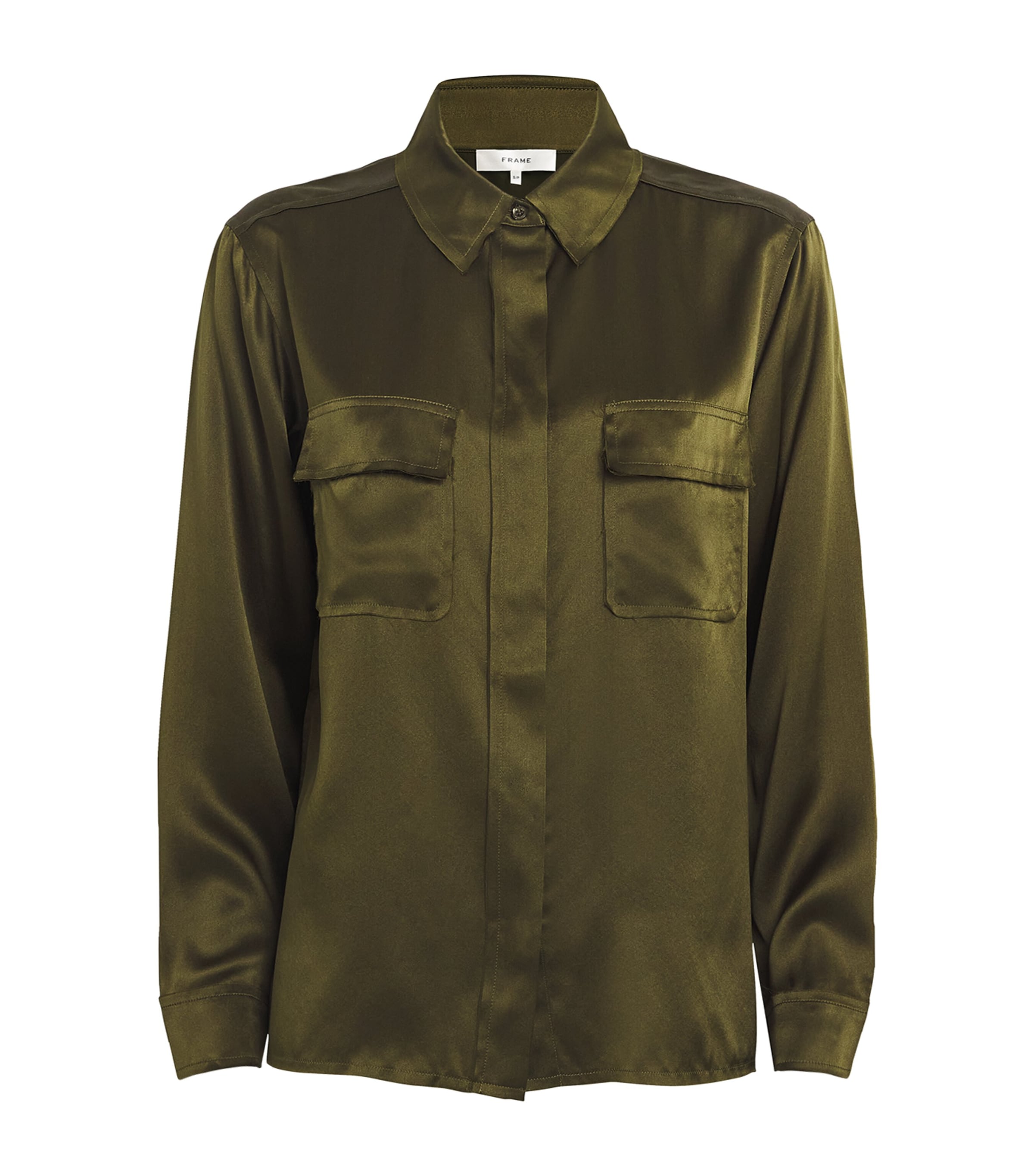 Frame Silk Utility Shirt In Green