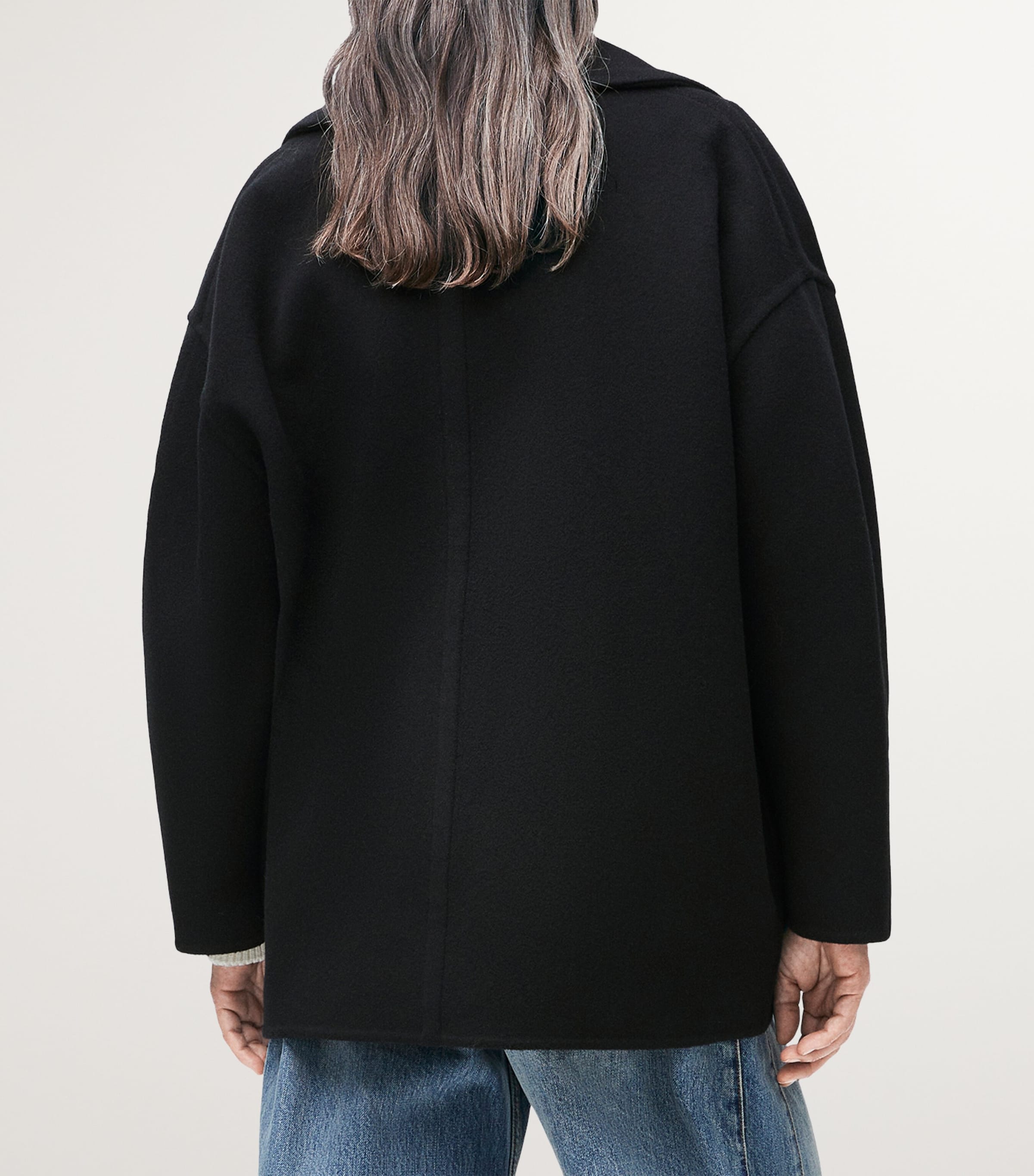 Wool Single-Breasted Coat BLACK Image 4