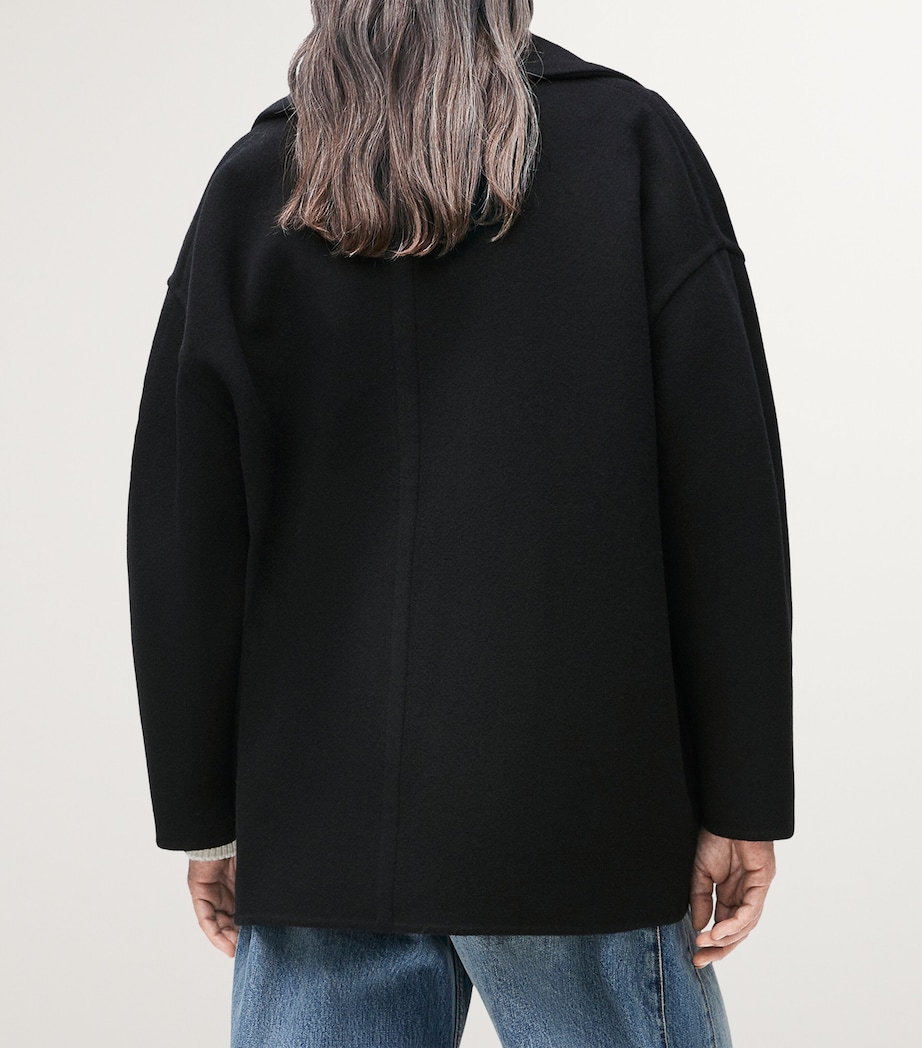 Wool Single-Breasted Coat BLACK Image 4