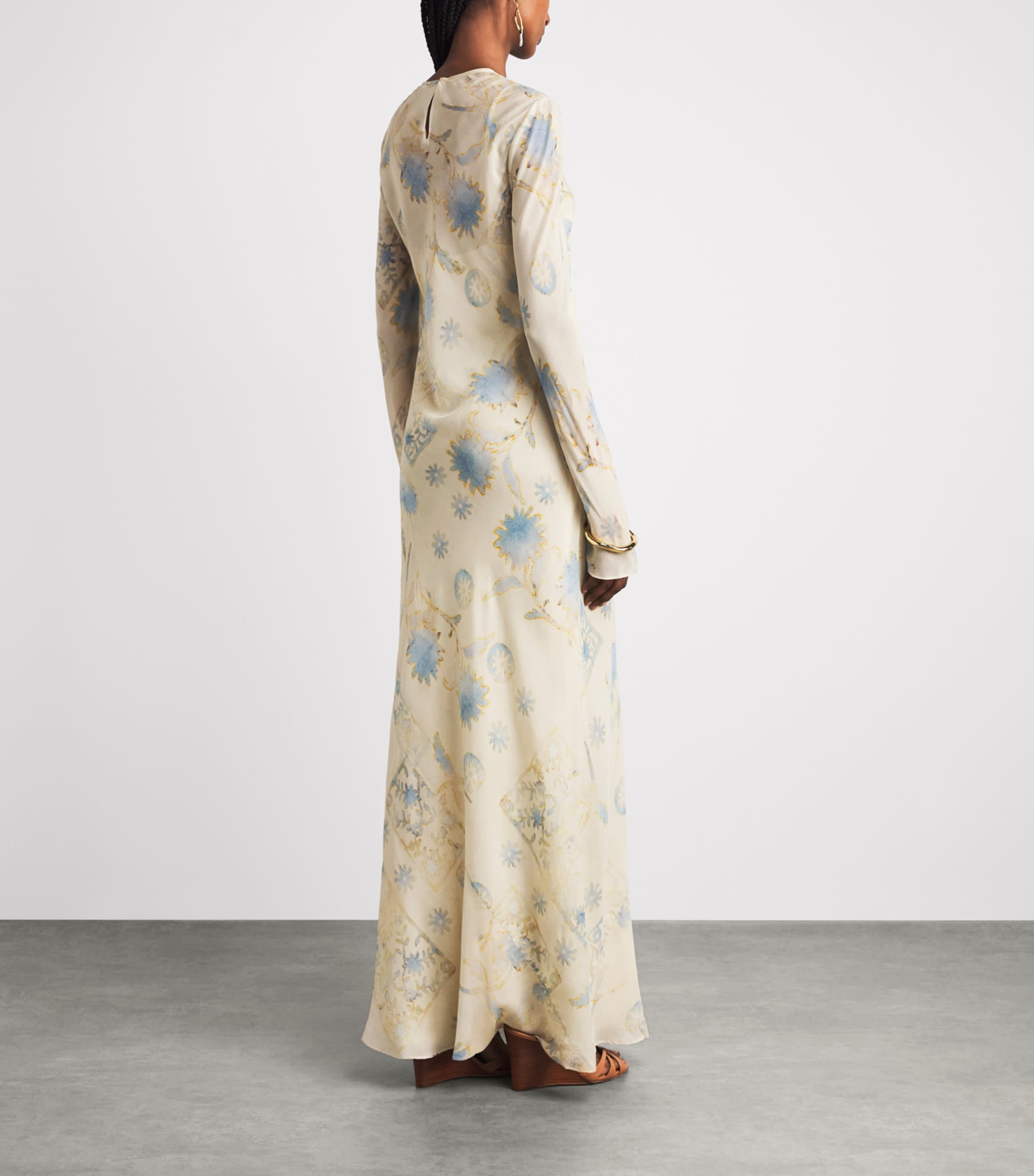 SIR. Womens Satin Floral Cecile Maxi Dress Eira Butter Image 4