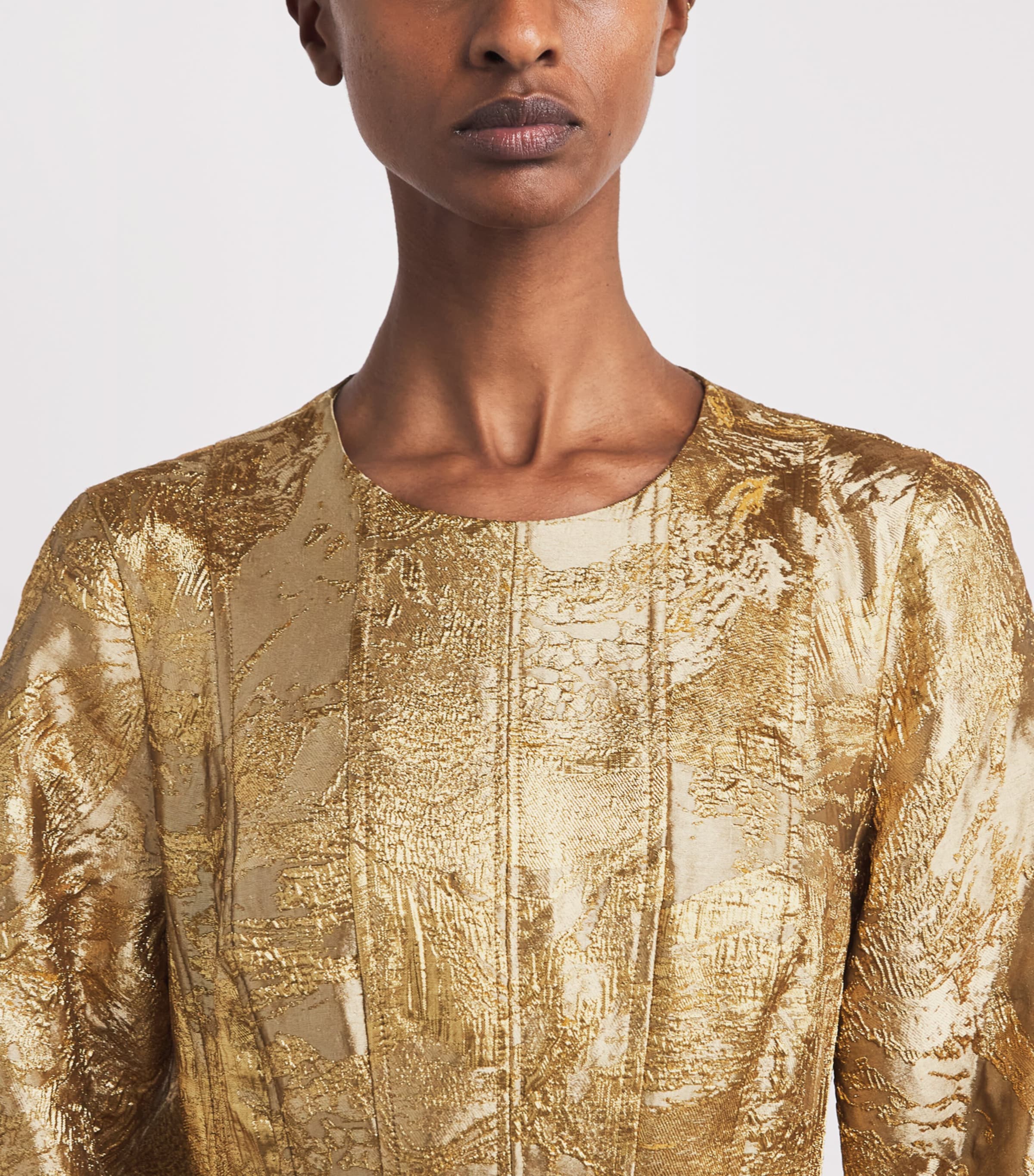 Metallic Jacquard Claravelle Gown GOLD Image 6