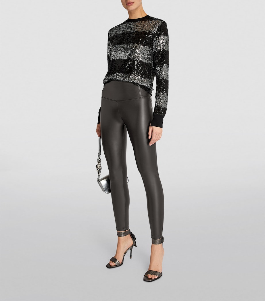 AllSaints Womens Faux Leather Cora Leggings Black Image 2