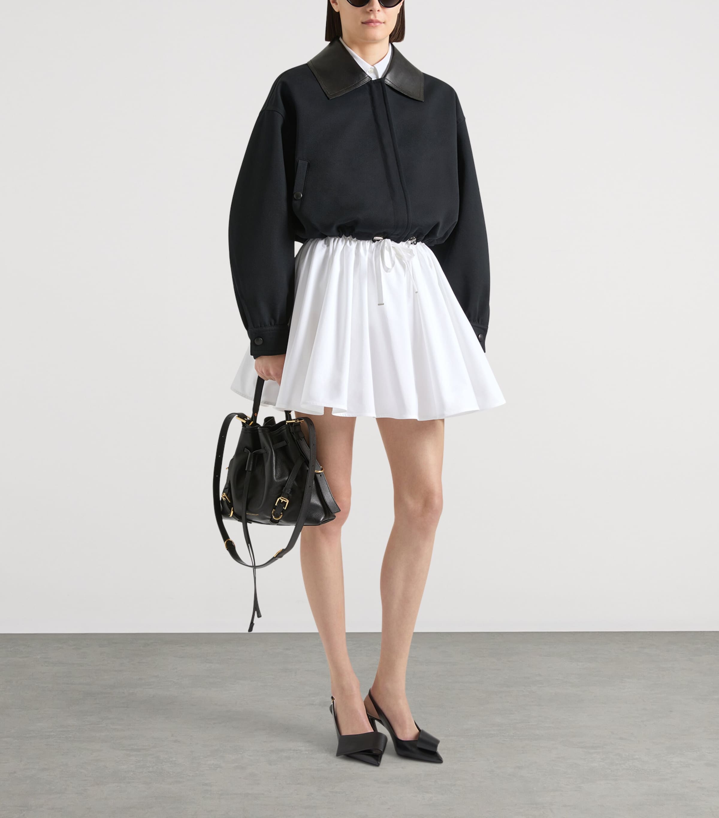 Givenchy Womens Cotton-Wool Leather-Trim Bomber Jacket Image 2