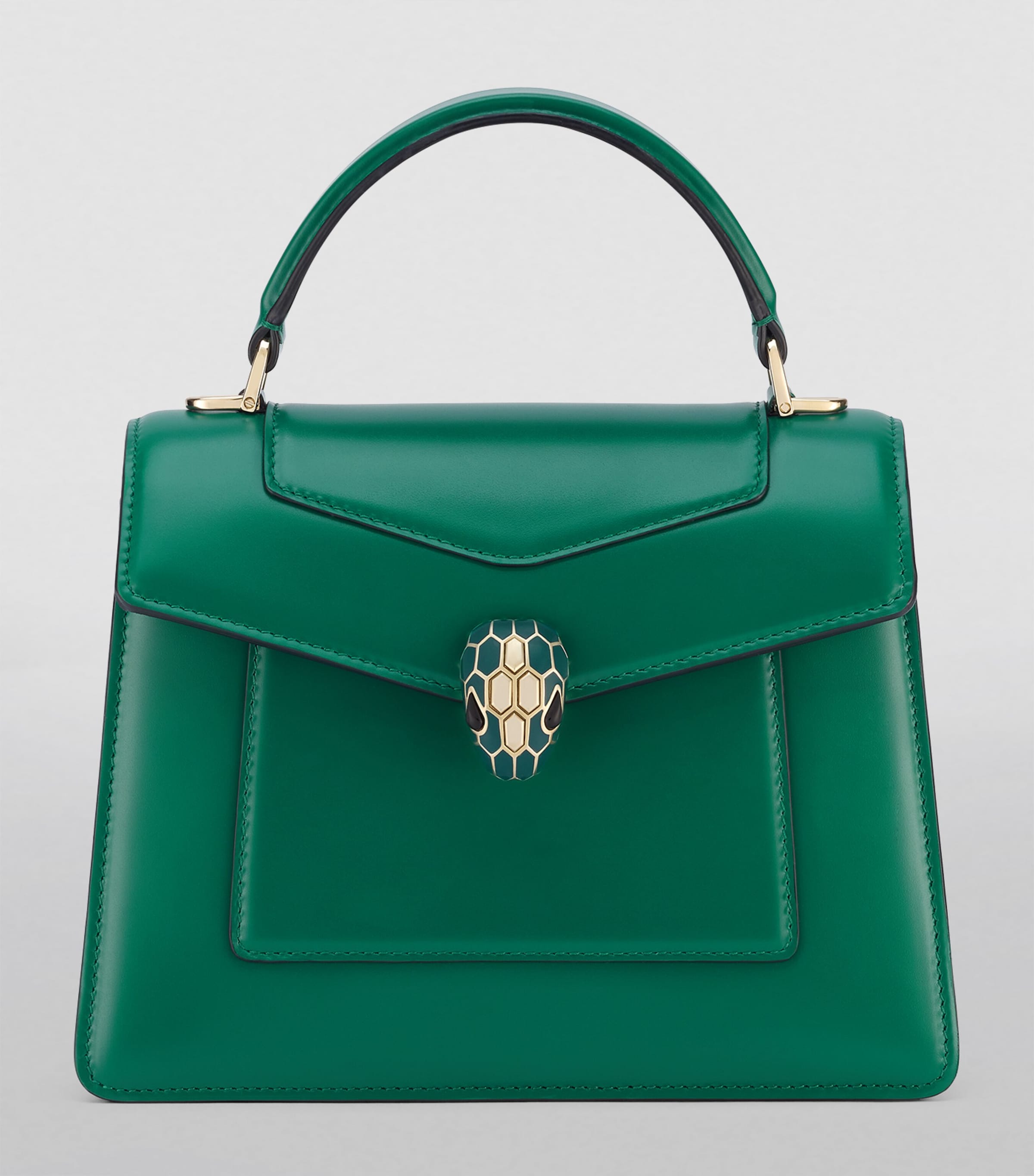 Leather Serpenti Forever Top-Handle Bag GREEN LIGHT Image 2
